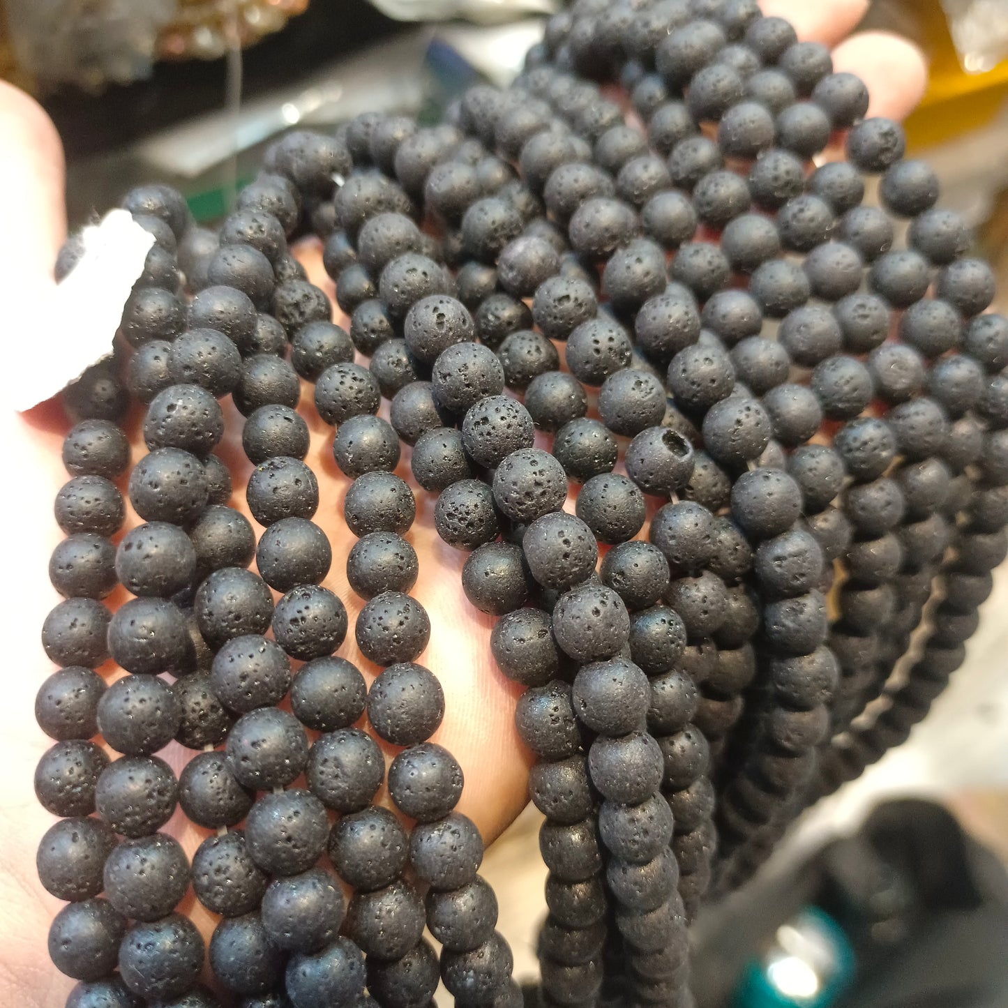 Lava beads 8mm || Approx 48 beads in 1 line || 1 line - 12 line packing ||