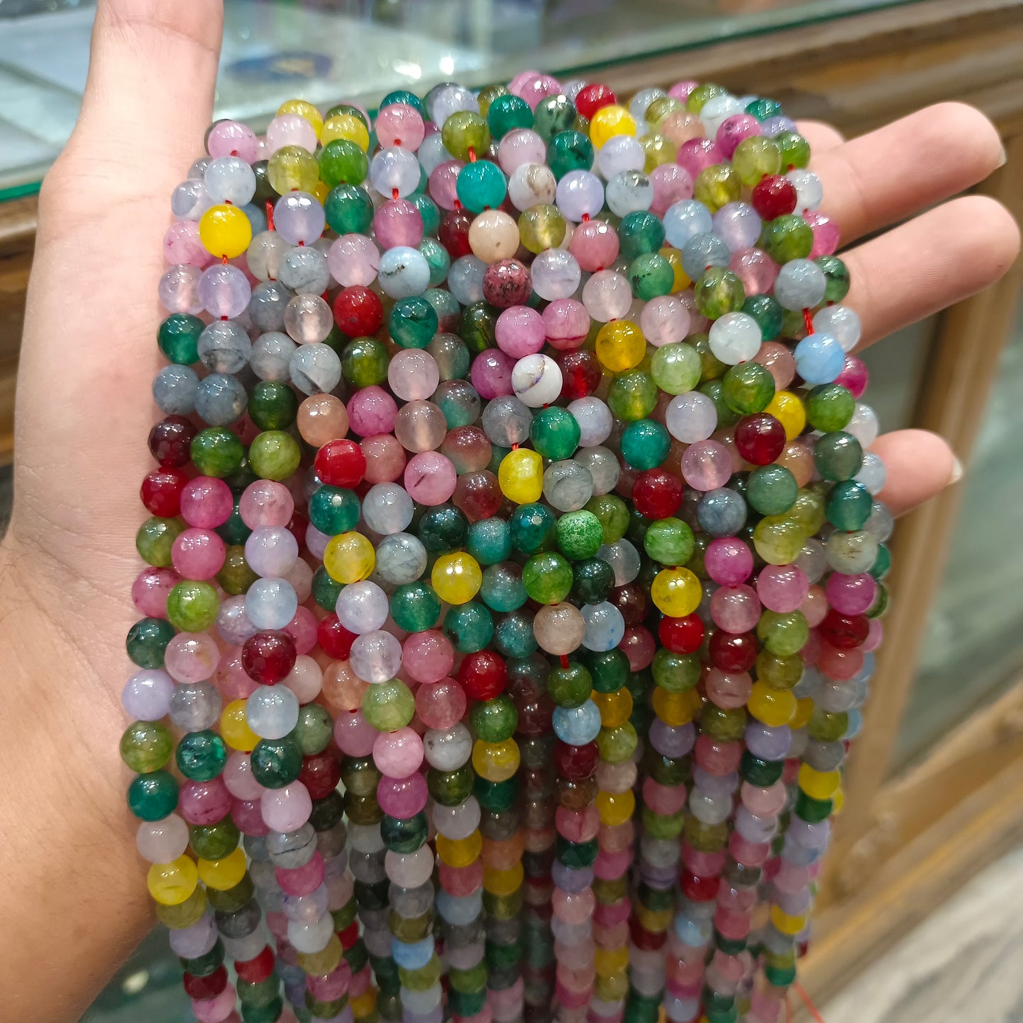 Multi Onyx beads / Marble beads 8mm || 1 line packing ||