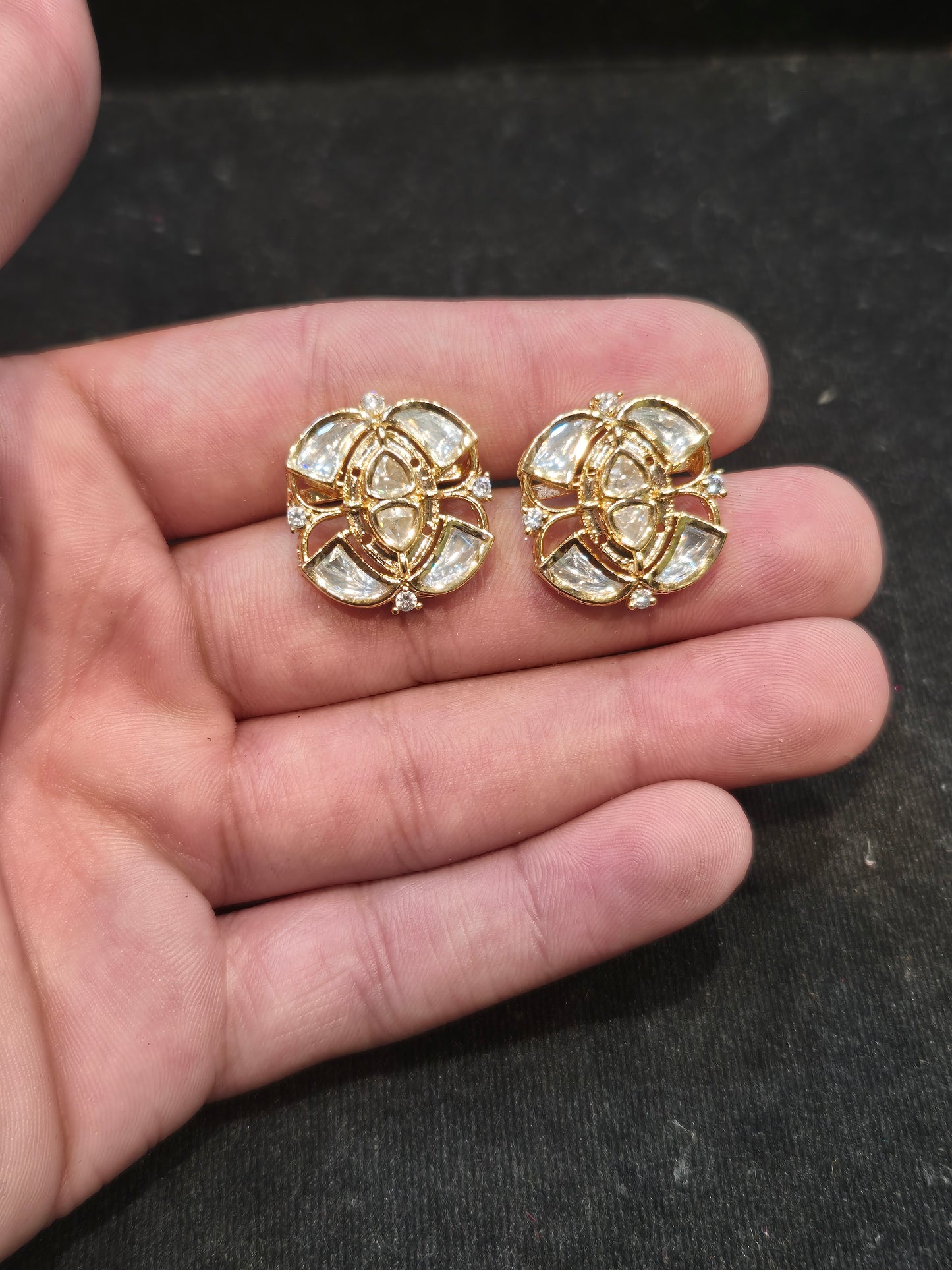 Polki tops 18k gold platted||1 pair pack||