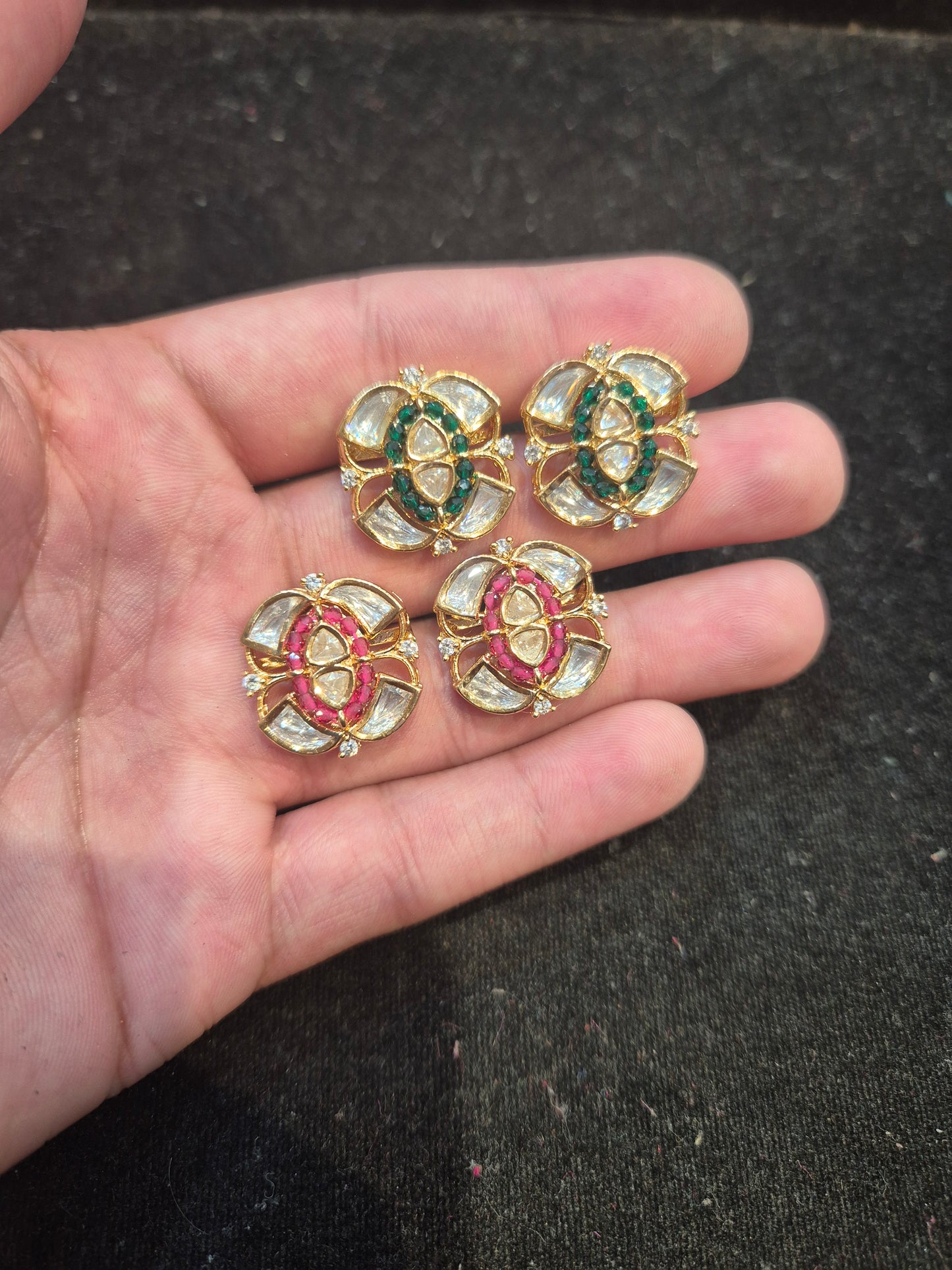 Polki tops 18k gold platted||1 pair pack||