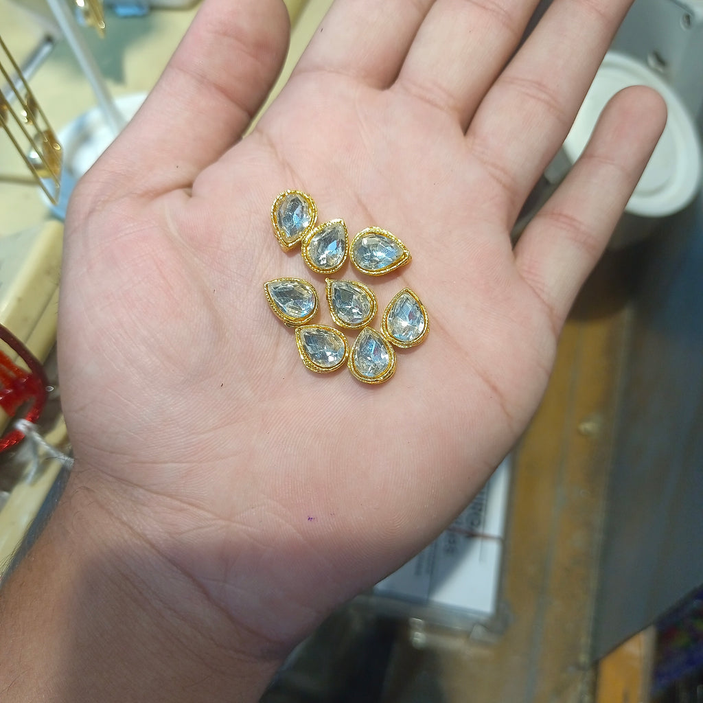 Anti tarnish stone kundan||drop shape||