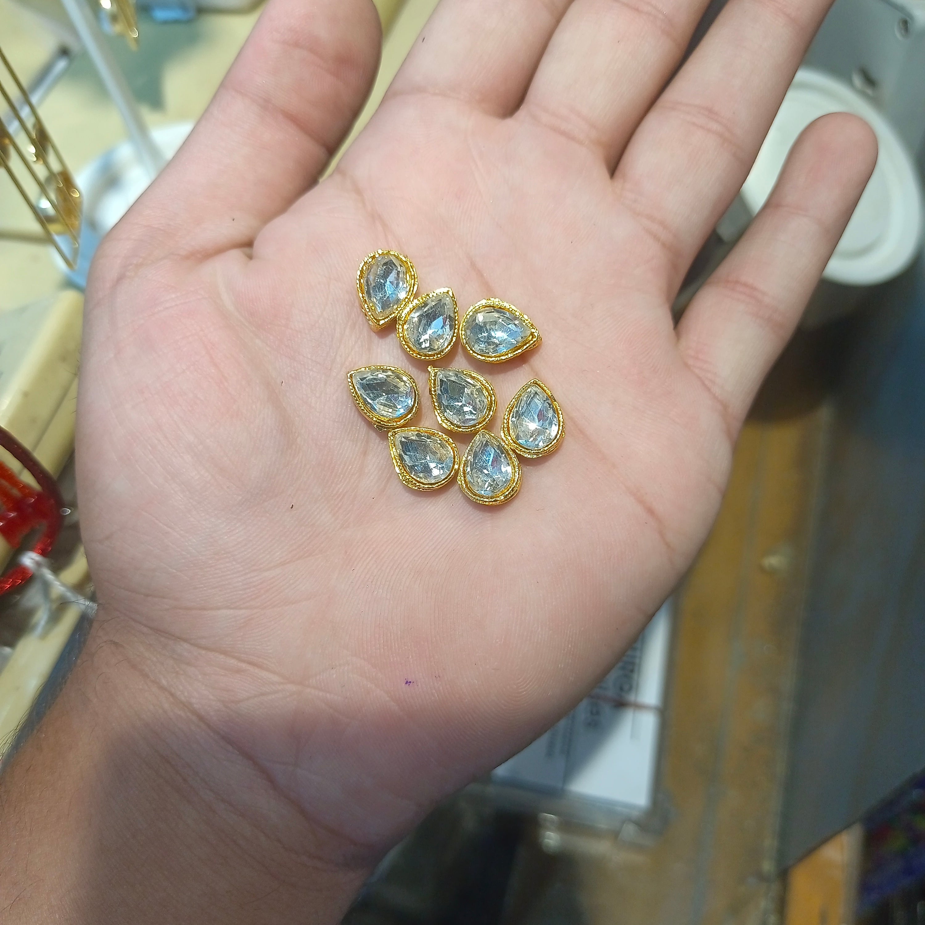 Anti tarnish stone kundan||drop shape||