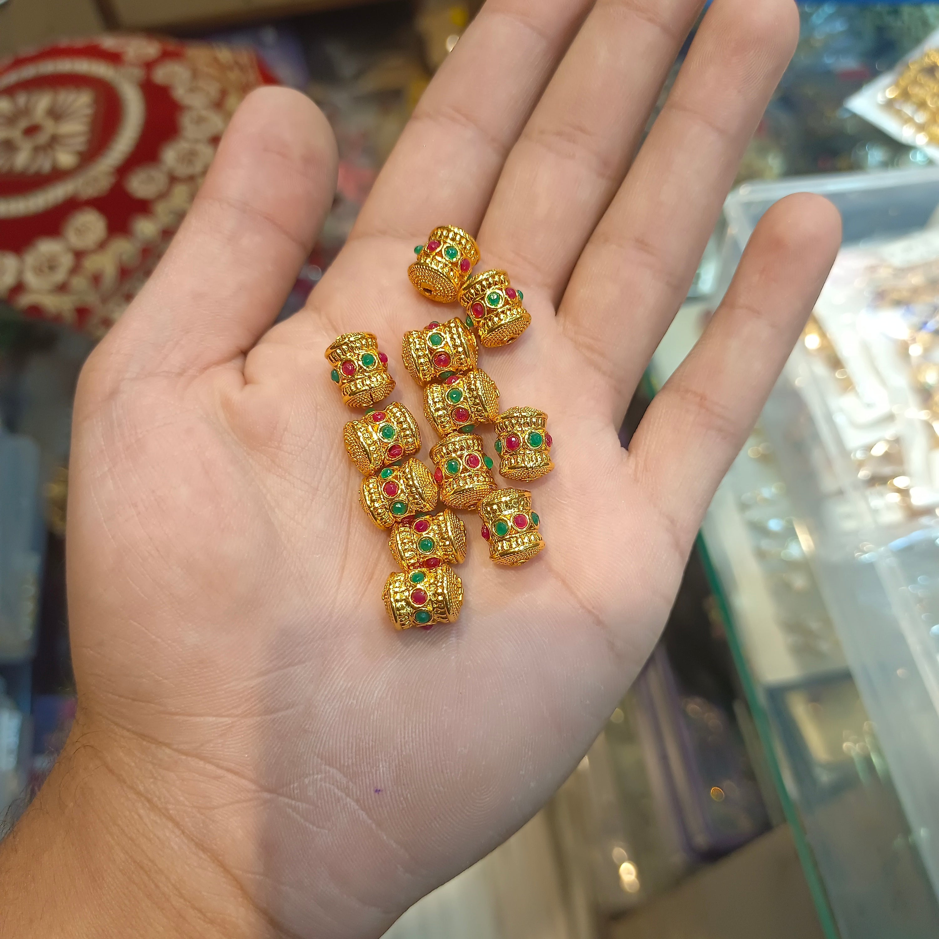 Cylindrical brass balls || anti tarnish || 12 pcs pack