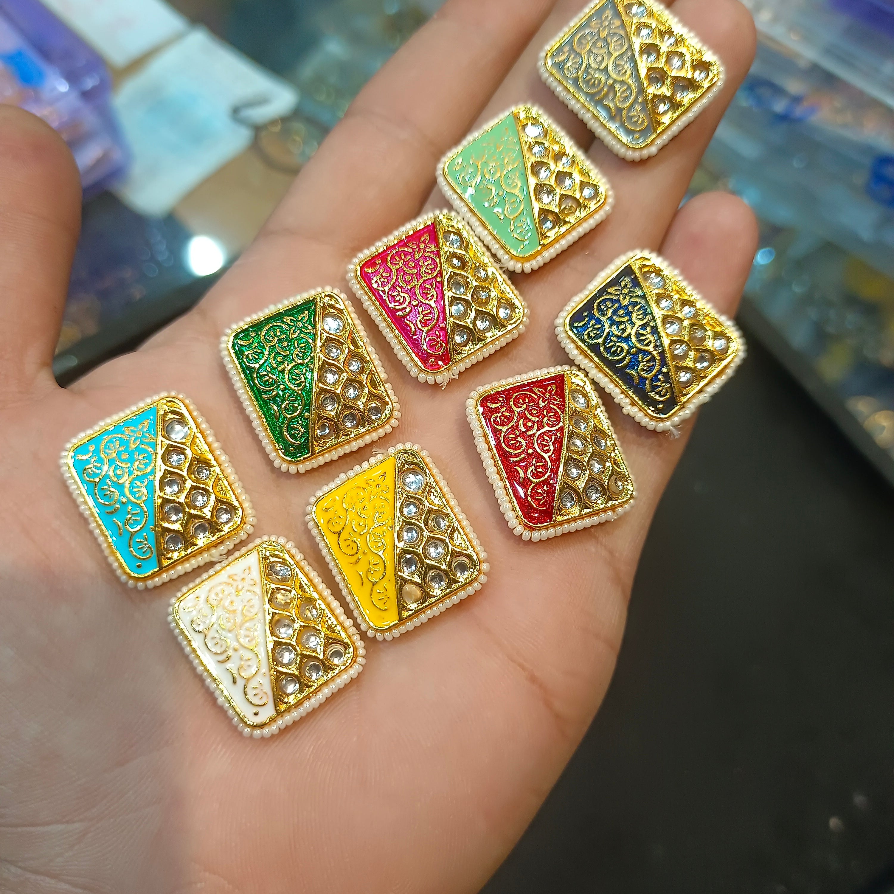 Meena kundan || 1 pcs end 6 pcs back