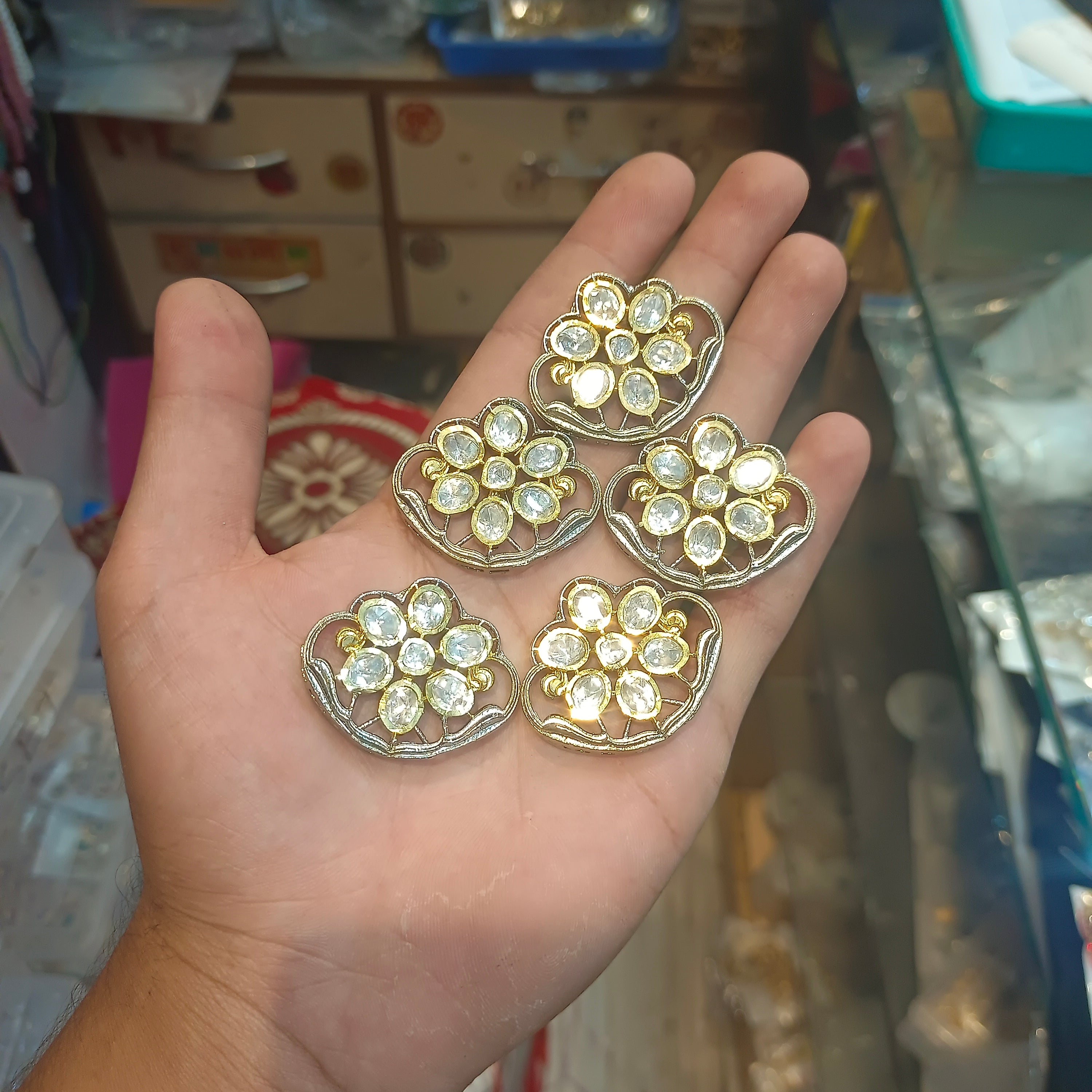 Premium polki brass kundan || 1 - 6 pcs pack ||