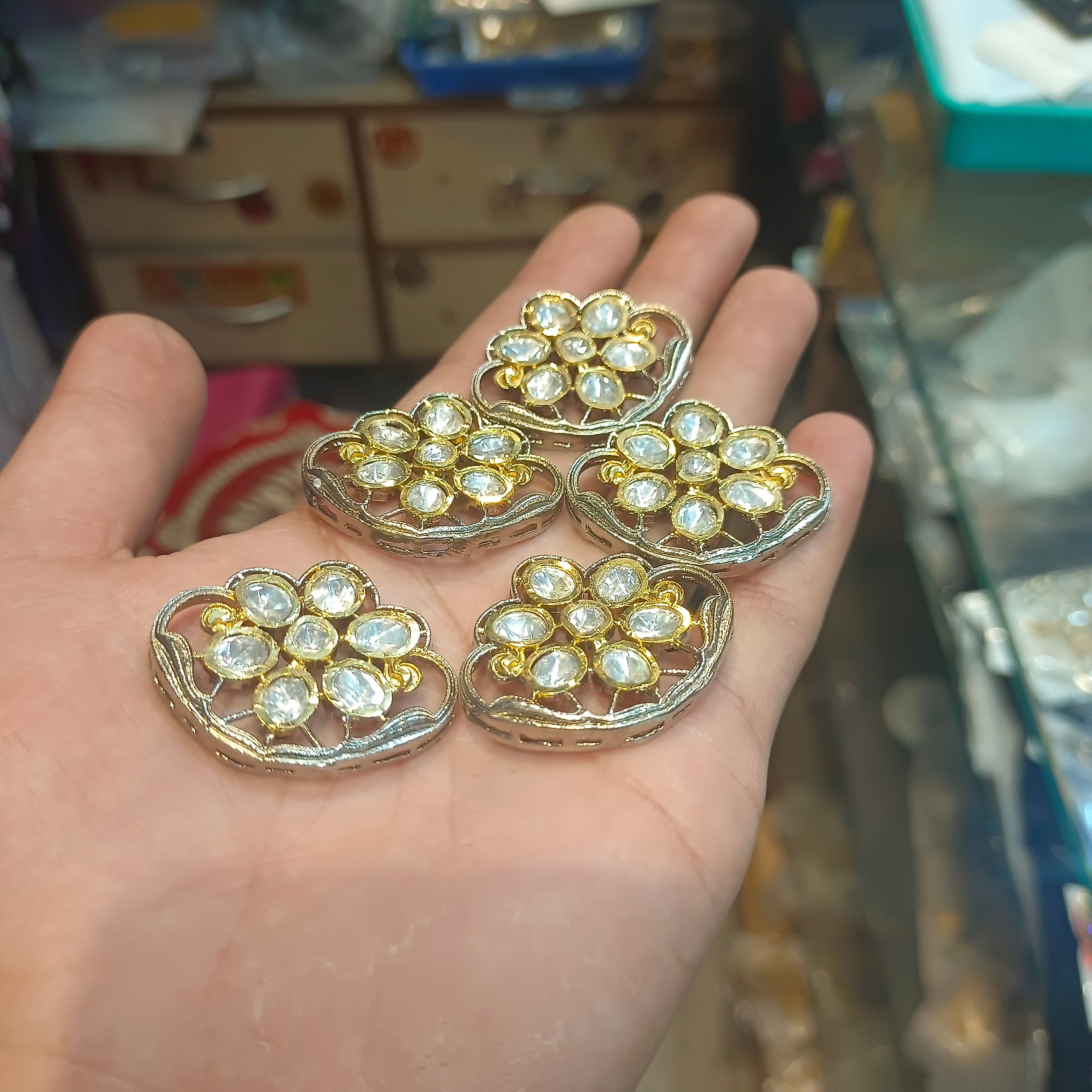Premium polki brass kundan || 1 - 6 pcs pack ||