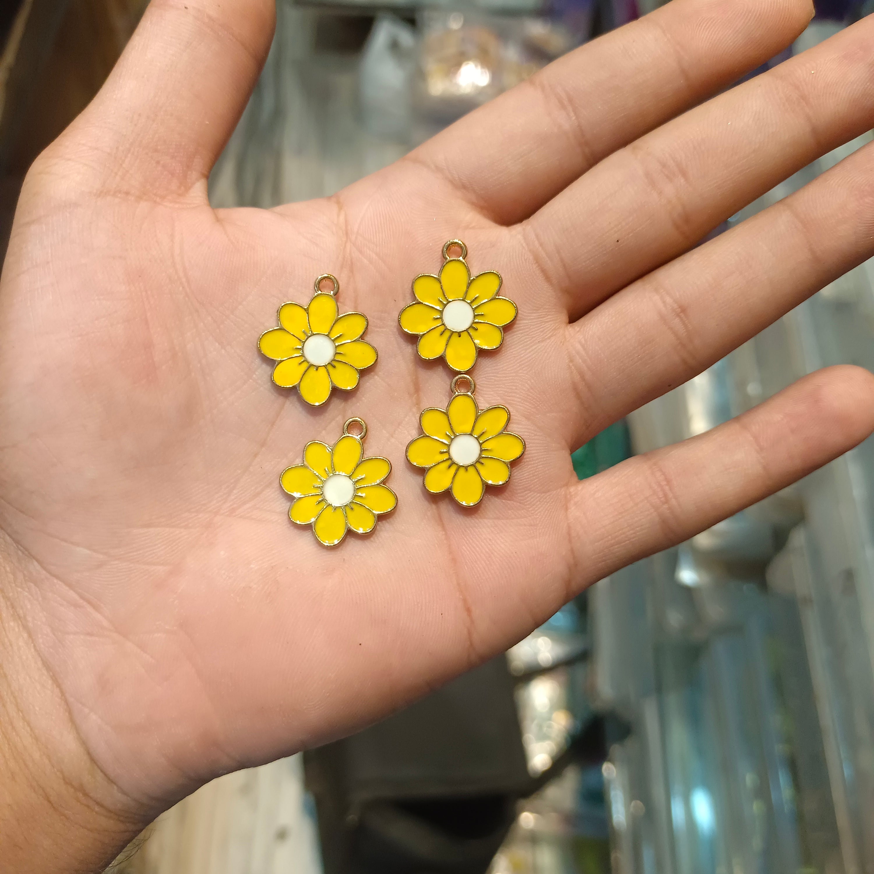 Flower enamel charm || 6 pcs packing ||