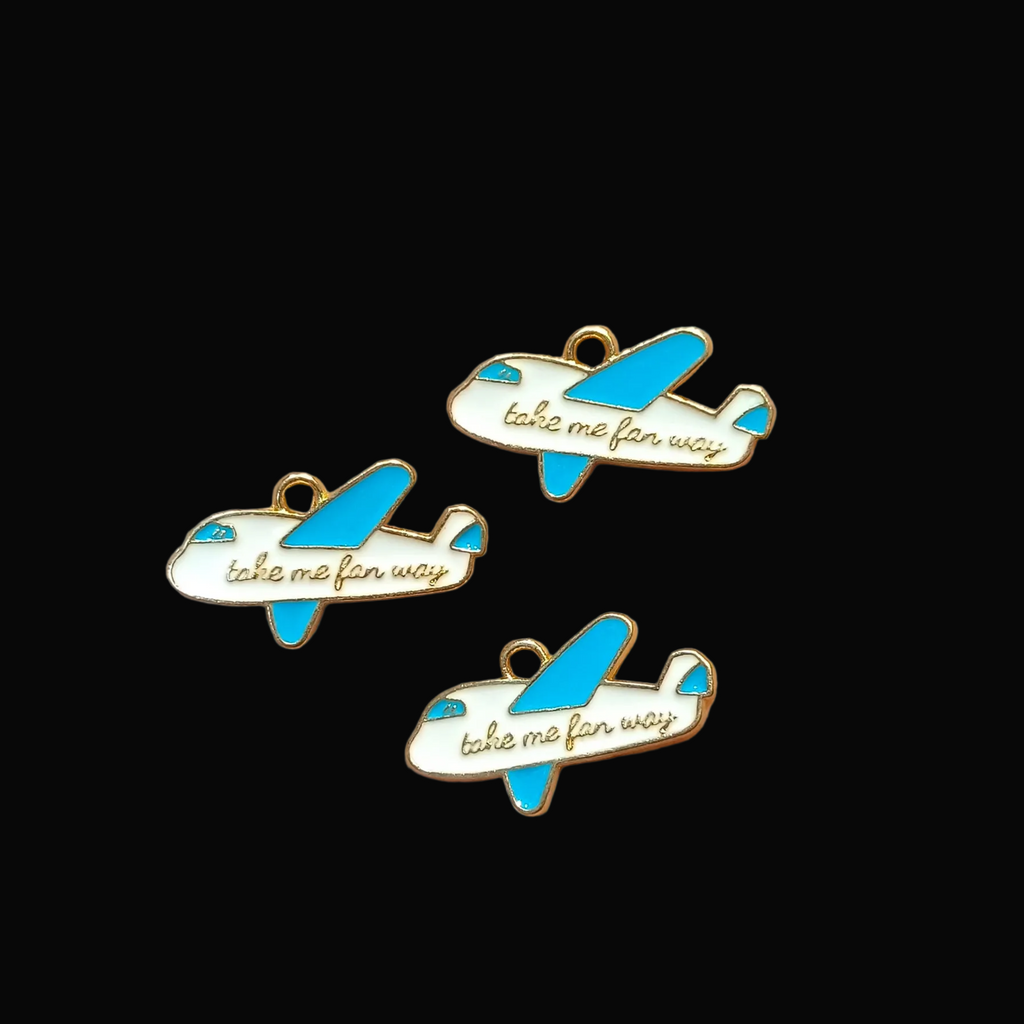 Plane enamel charm || 6 pcs packing ||