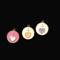 Cross heart enamel charms|| 6 pcs packing ||