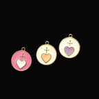 Cross heart enamel charms|| 6 pcs packing ||