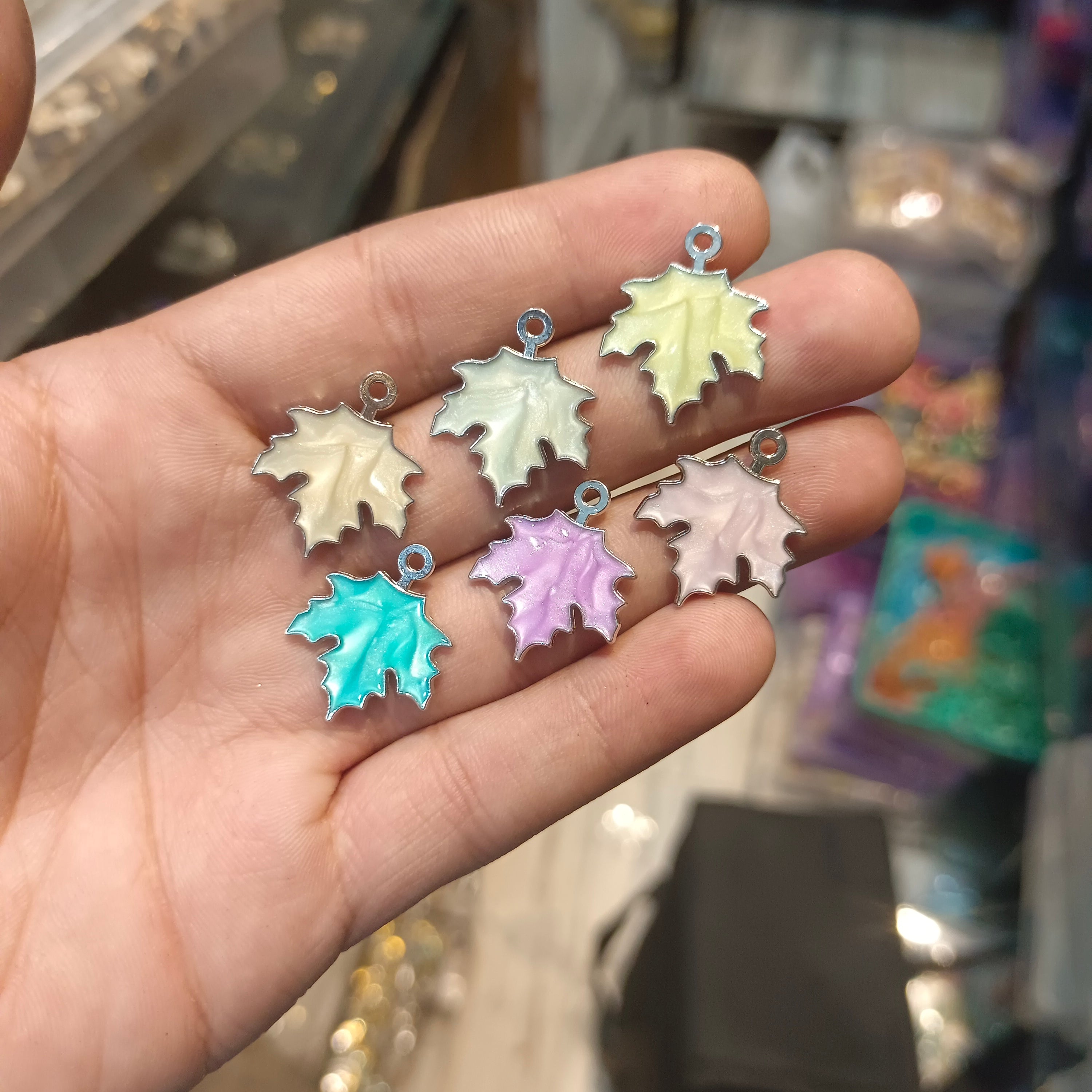 Leaf enamel charm || 6 pc packing ||