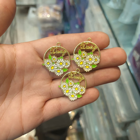 Daisy enamel charm || 6 pcs packing ||