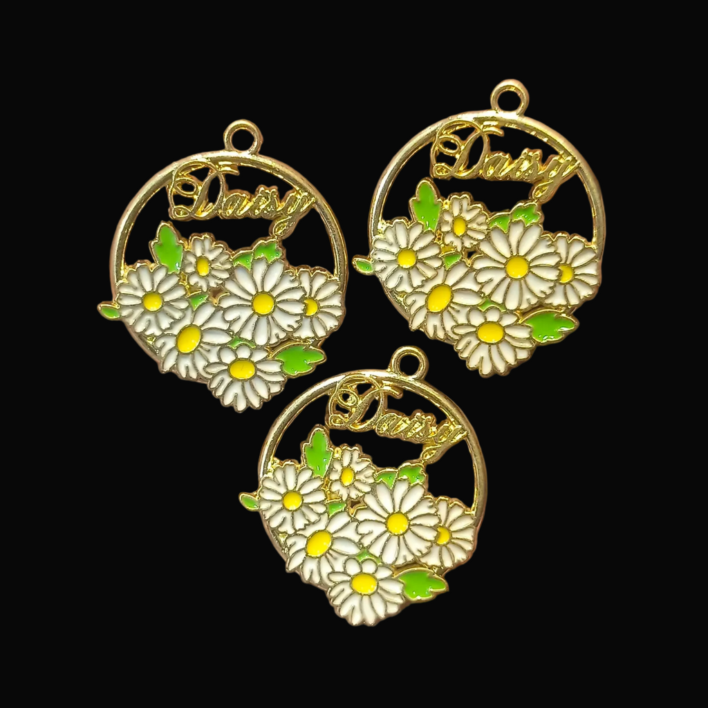 Daisy enamel charm || 6 pcs packing ||