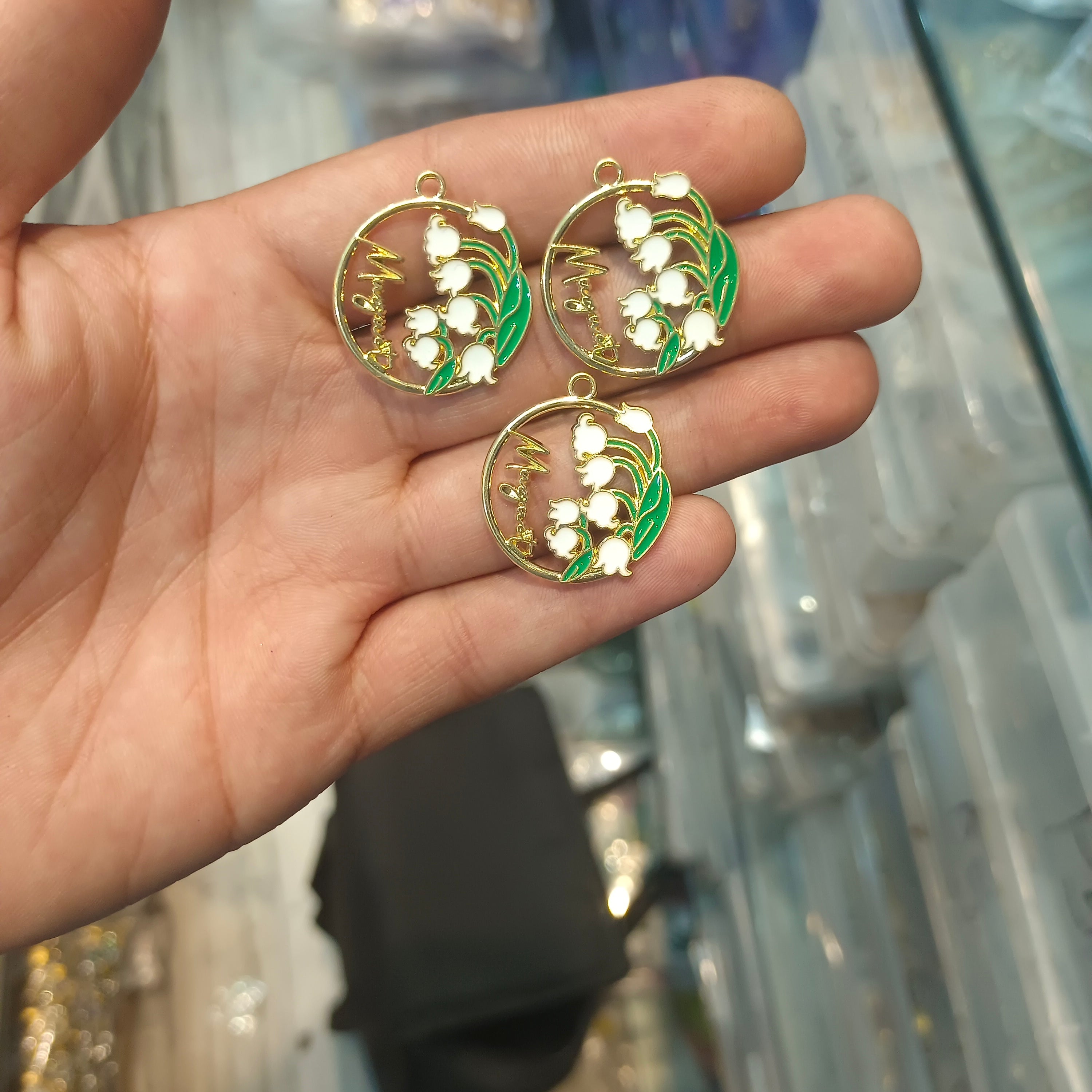 Tulip enamel charm || 6 pcs packing ||