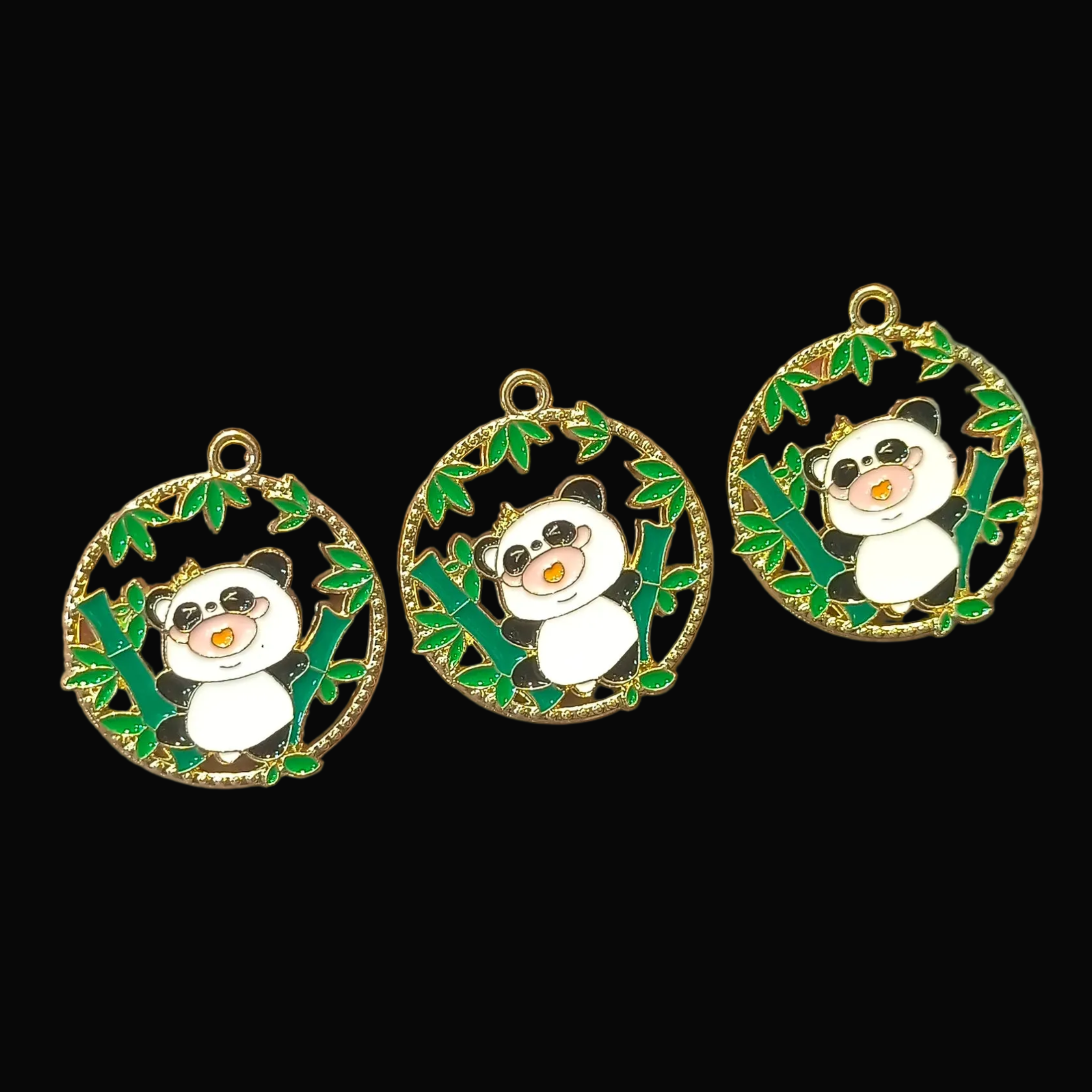 Panda enamel charm || 6 pcs packing ||