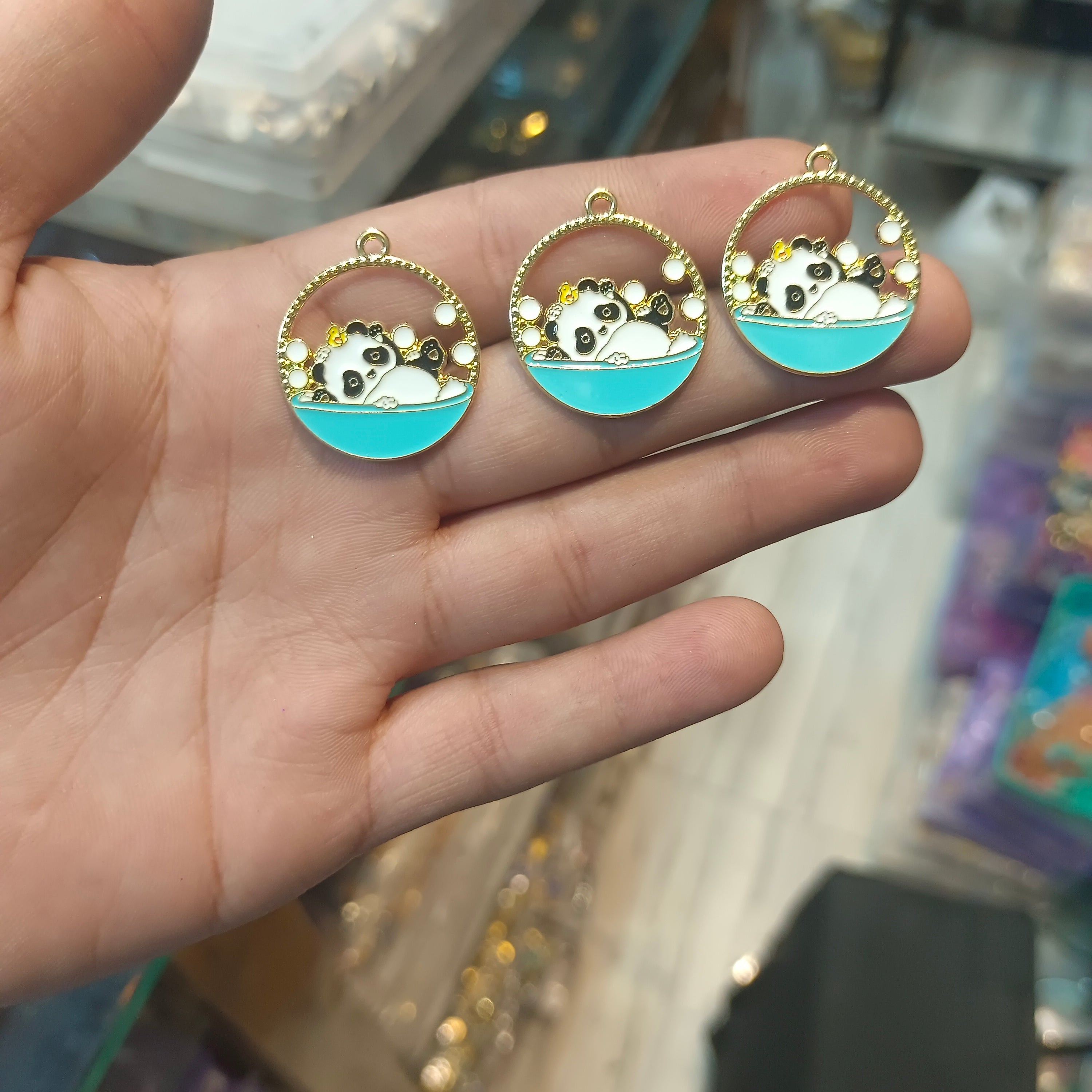 Panda enamel charm || 6 pcs packing ||