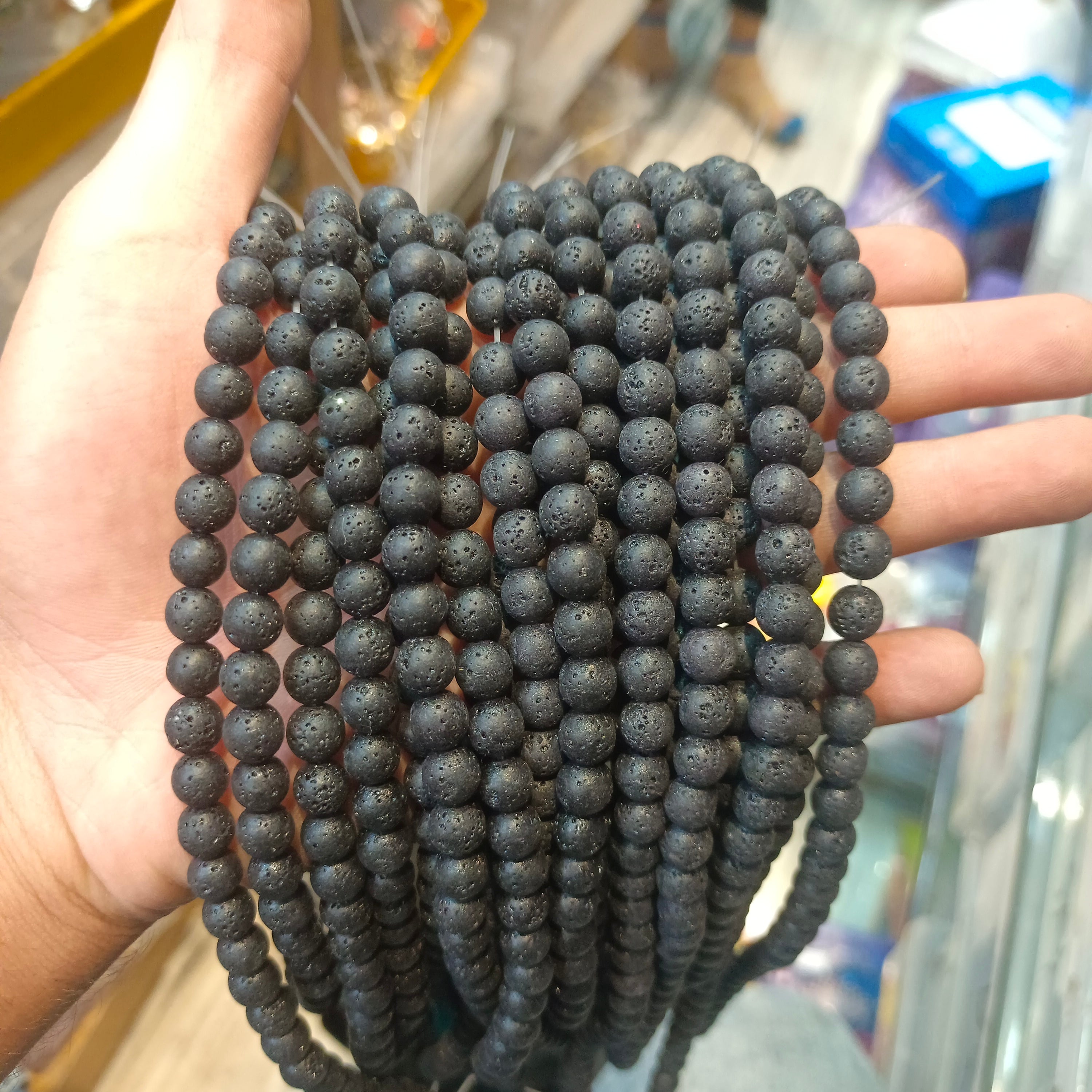 Lava beads 8mm || Approx 48 beads in 1 line || 1 line - 12 line packing ||