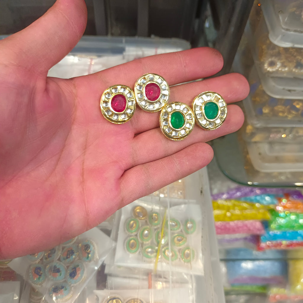 Meena kundan earring tops || 1 pair packing ||