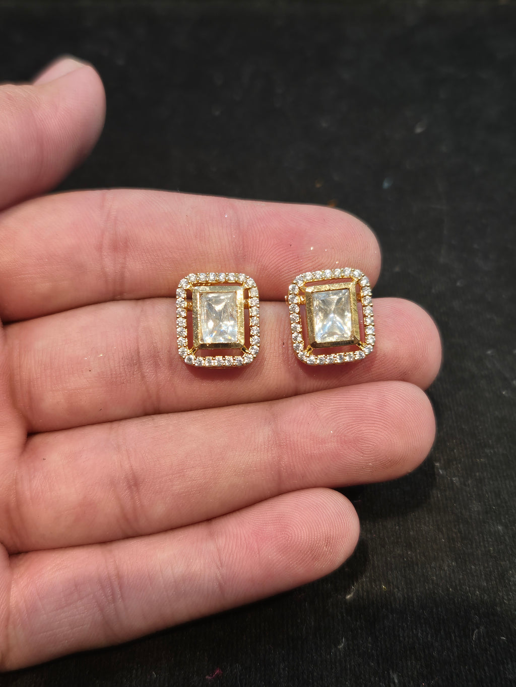 Polki tops 18k gold platted|| 1 pair pack||