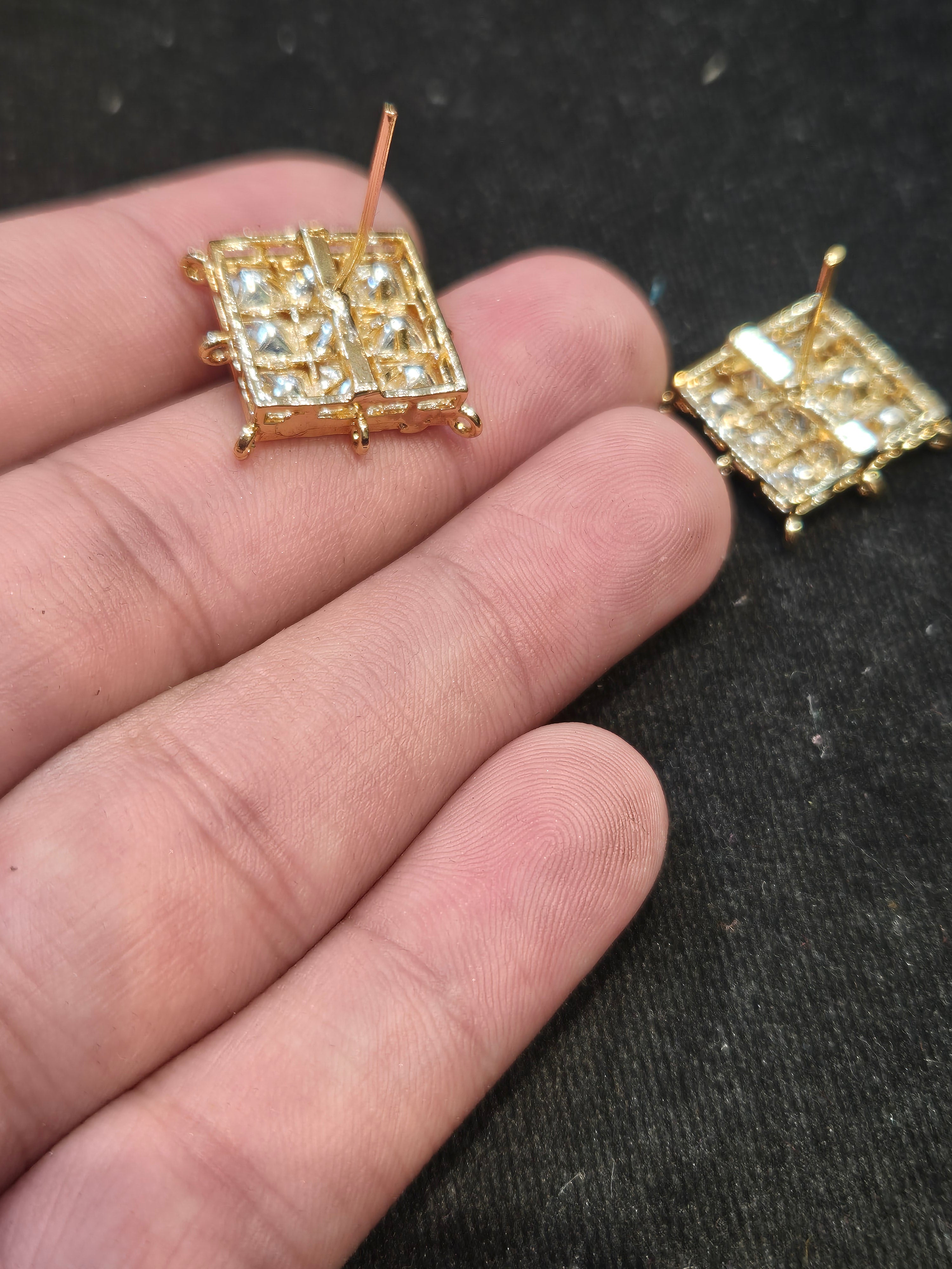 Polki tops 18k gold platted || 1 pair pack ||