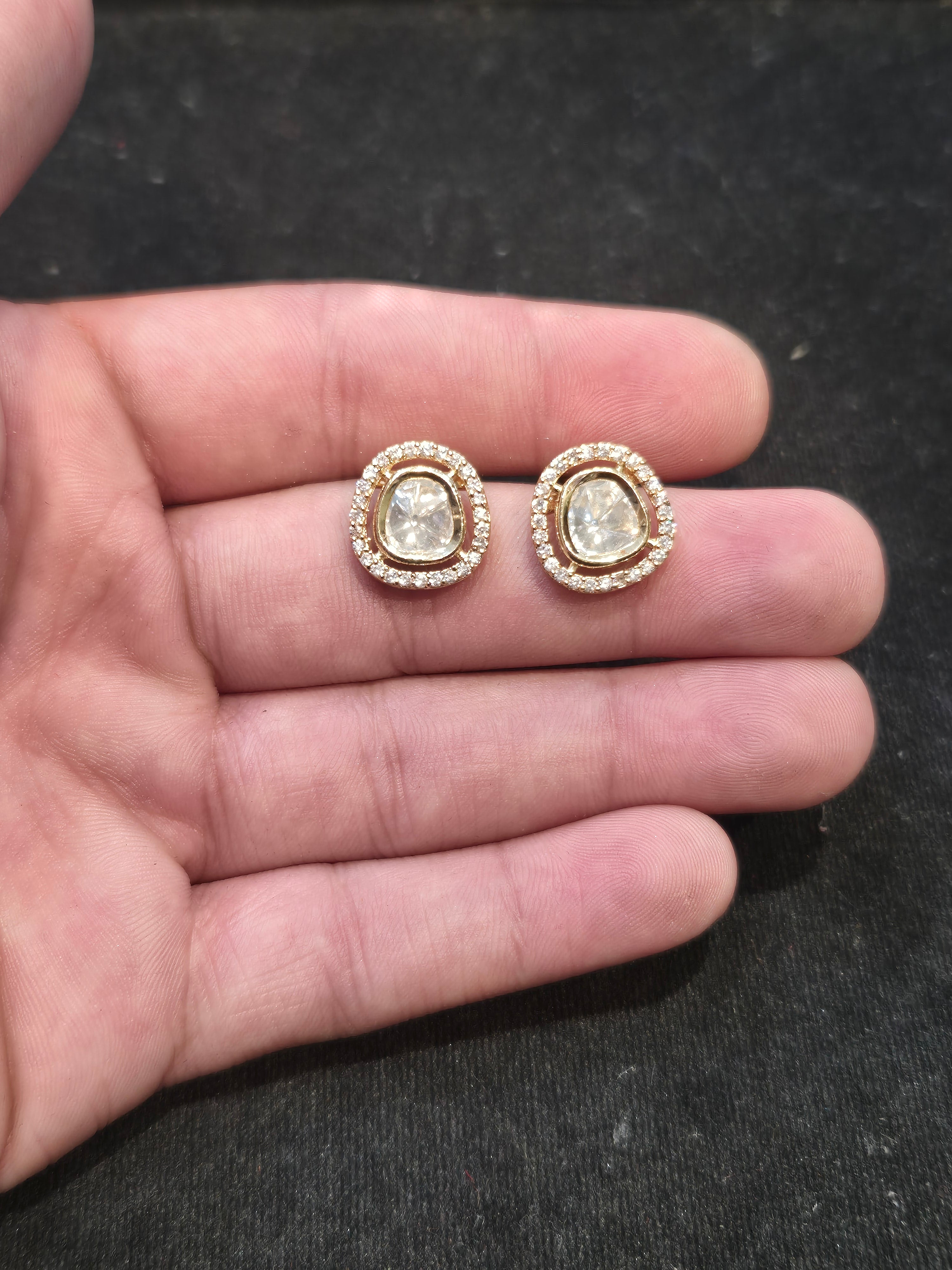 Polki tops 18k gold platted|| 1 pair pack||