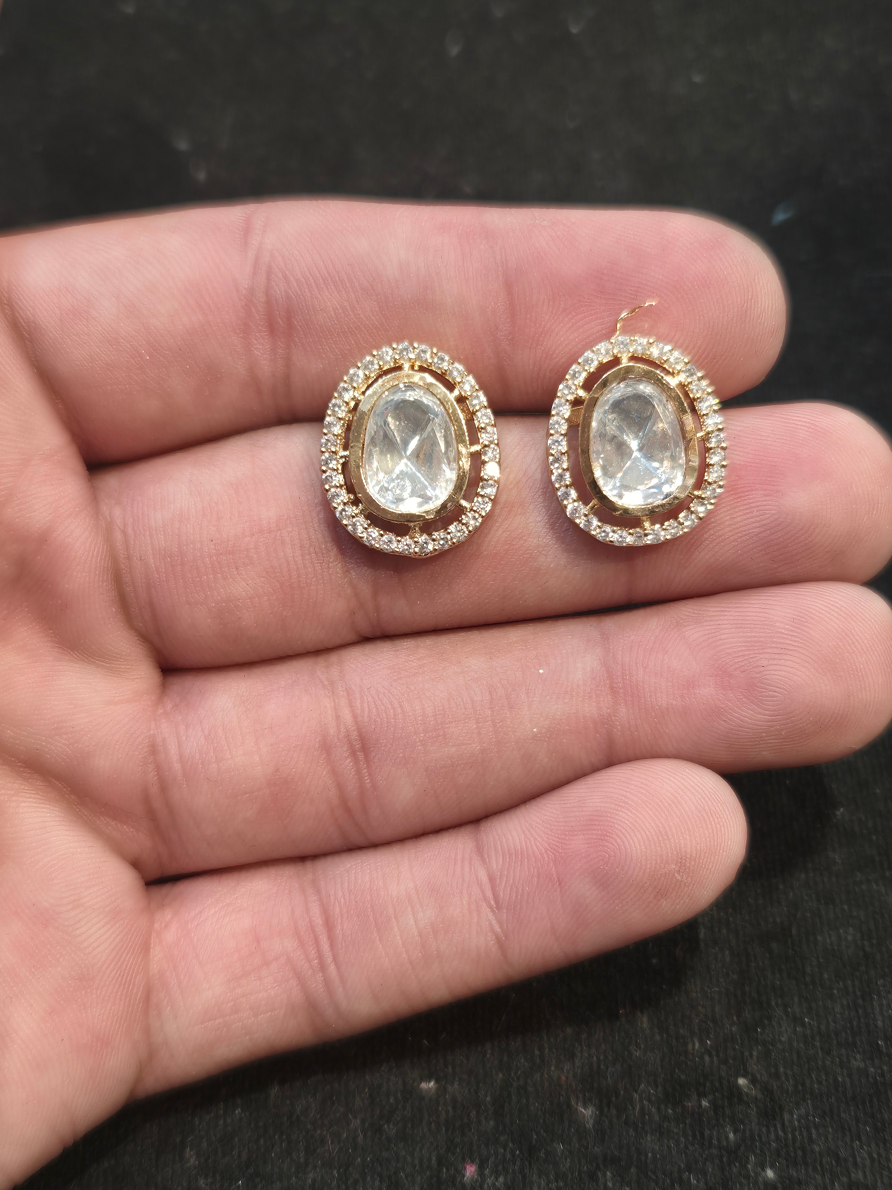 Polki tops 18k gold platted || 1 pair pack||