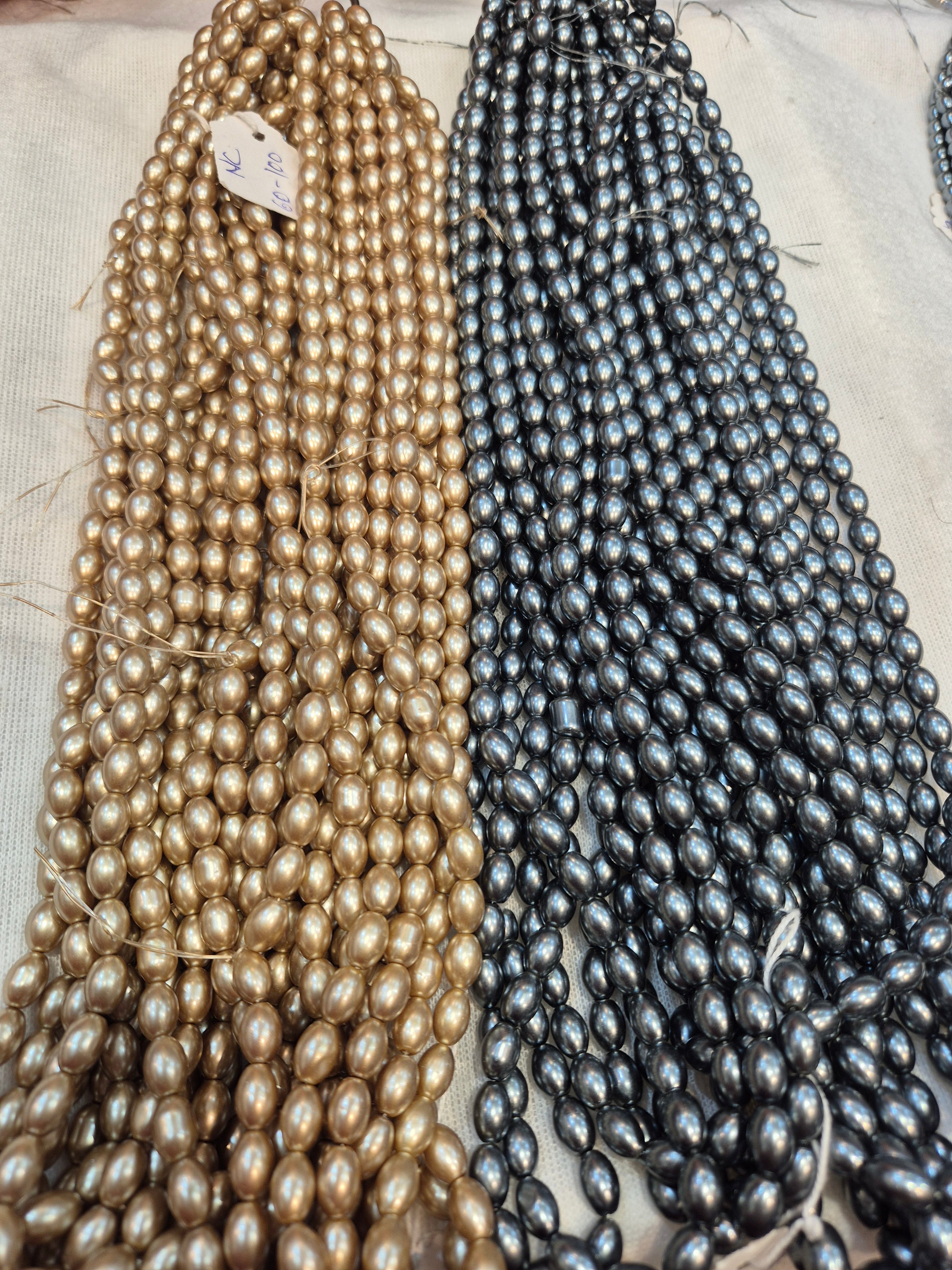 Big oval glass beads || 1 Mala and 6 Mala pack ||