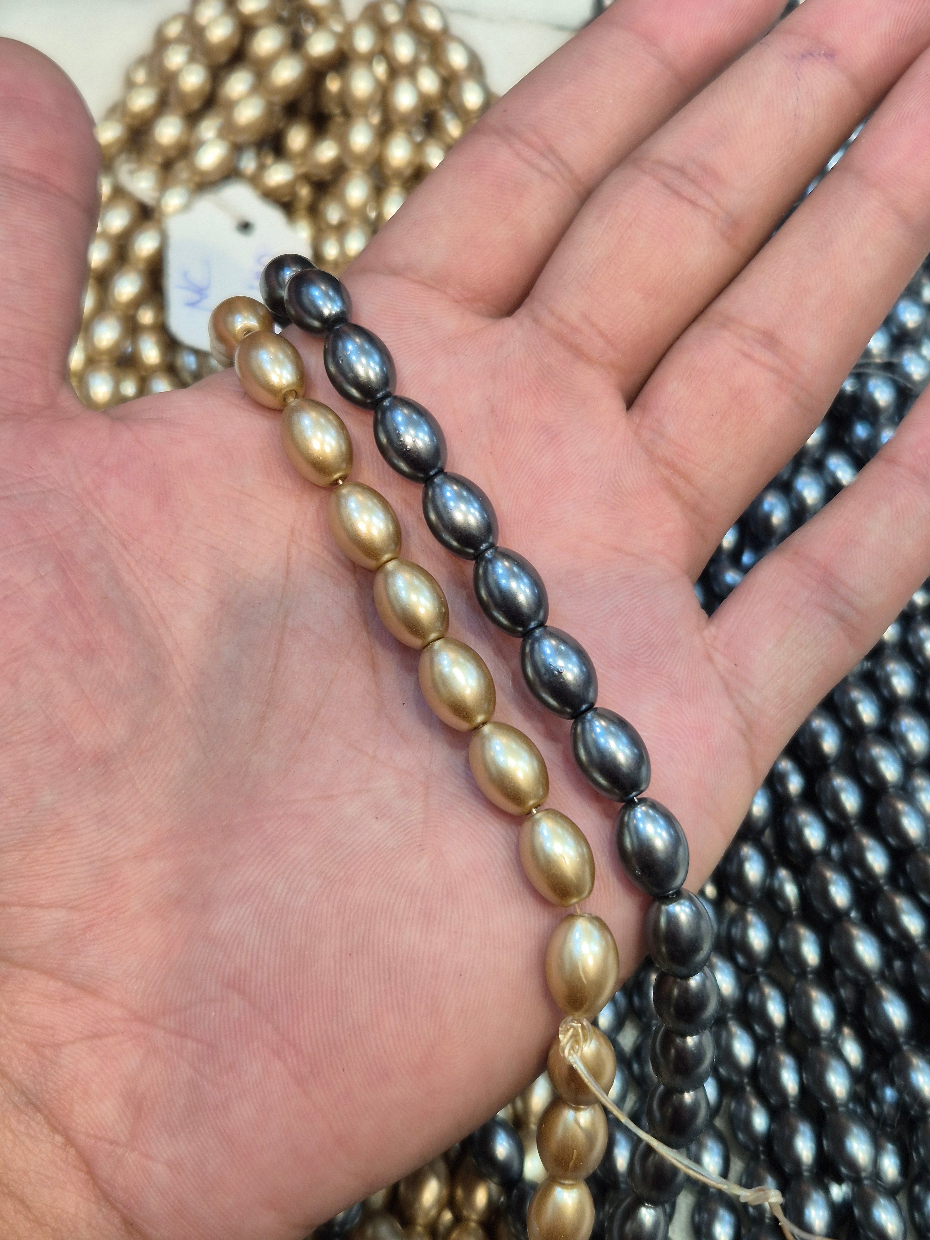 Big oval glass beads || 1 Mala and 6 Mala pack ||