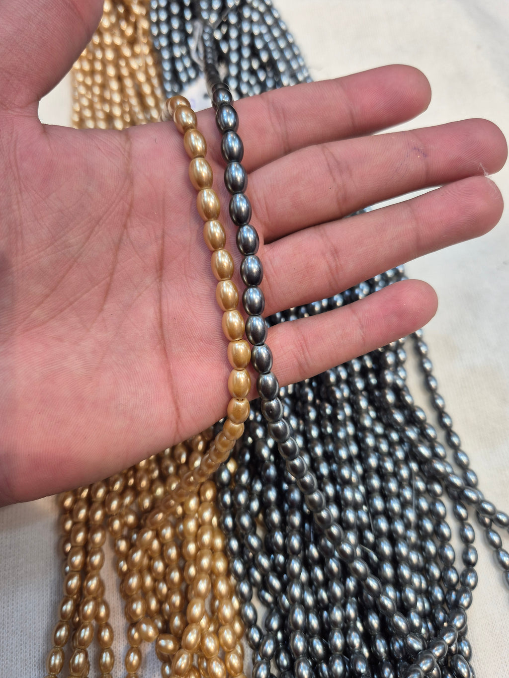 Small oval glass beads || 1 Mala and 6 Mala pack ||