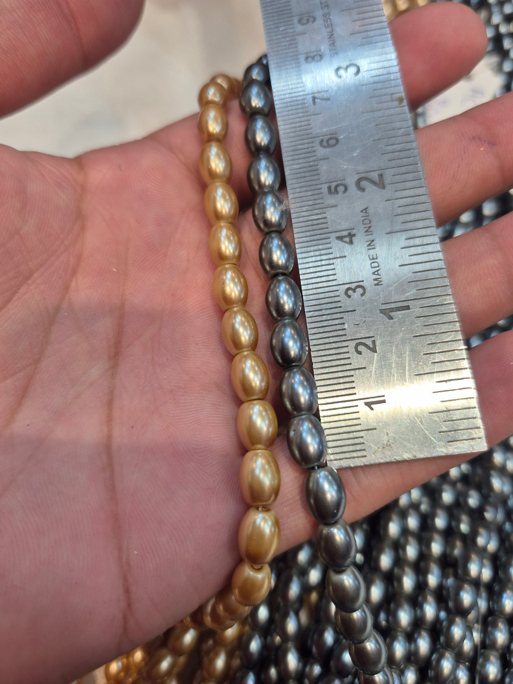 Small oval glass beads || 1 Mala and 6 Mala pack ||