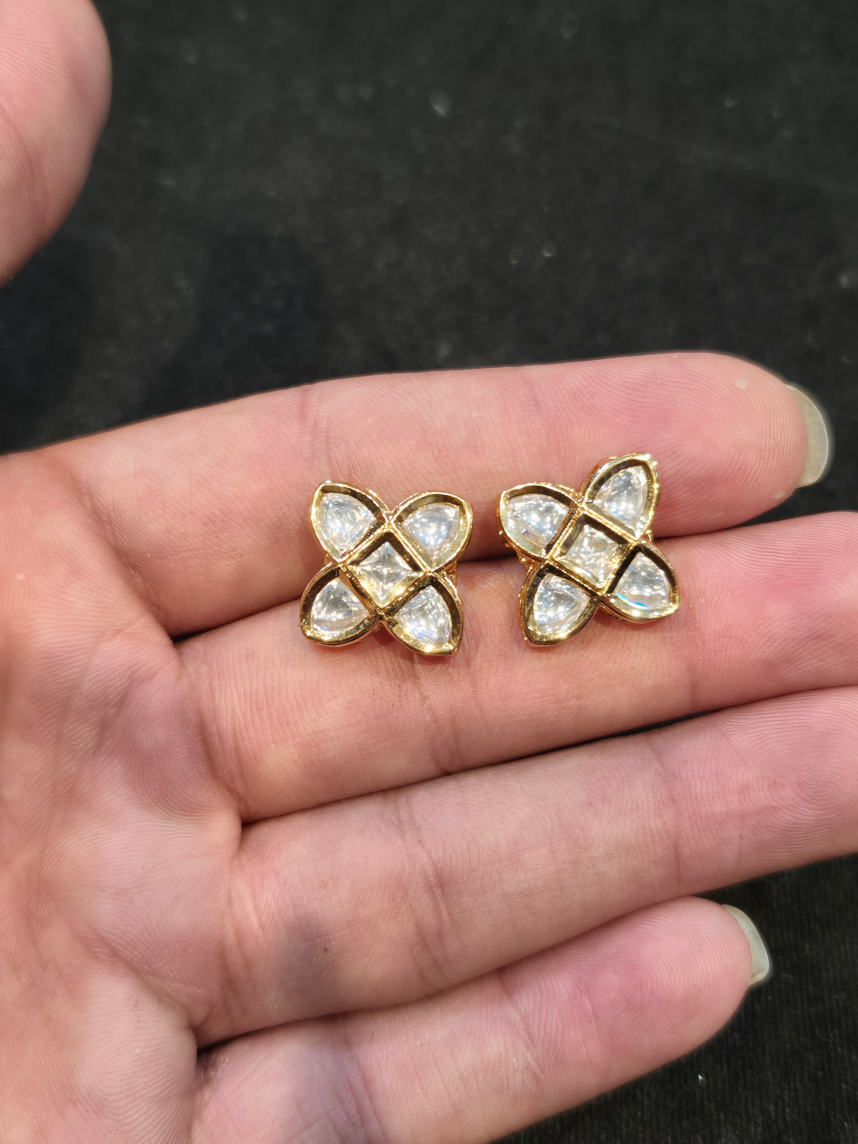 Polki tops 18k gold platted || 1 pair pack ||