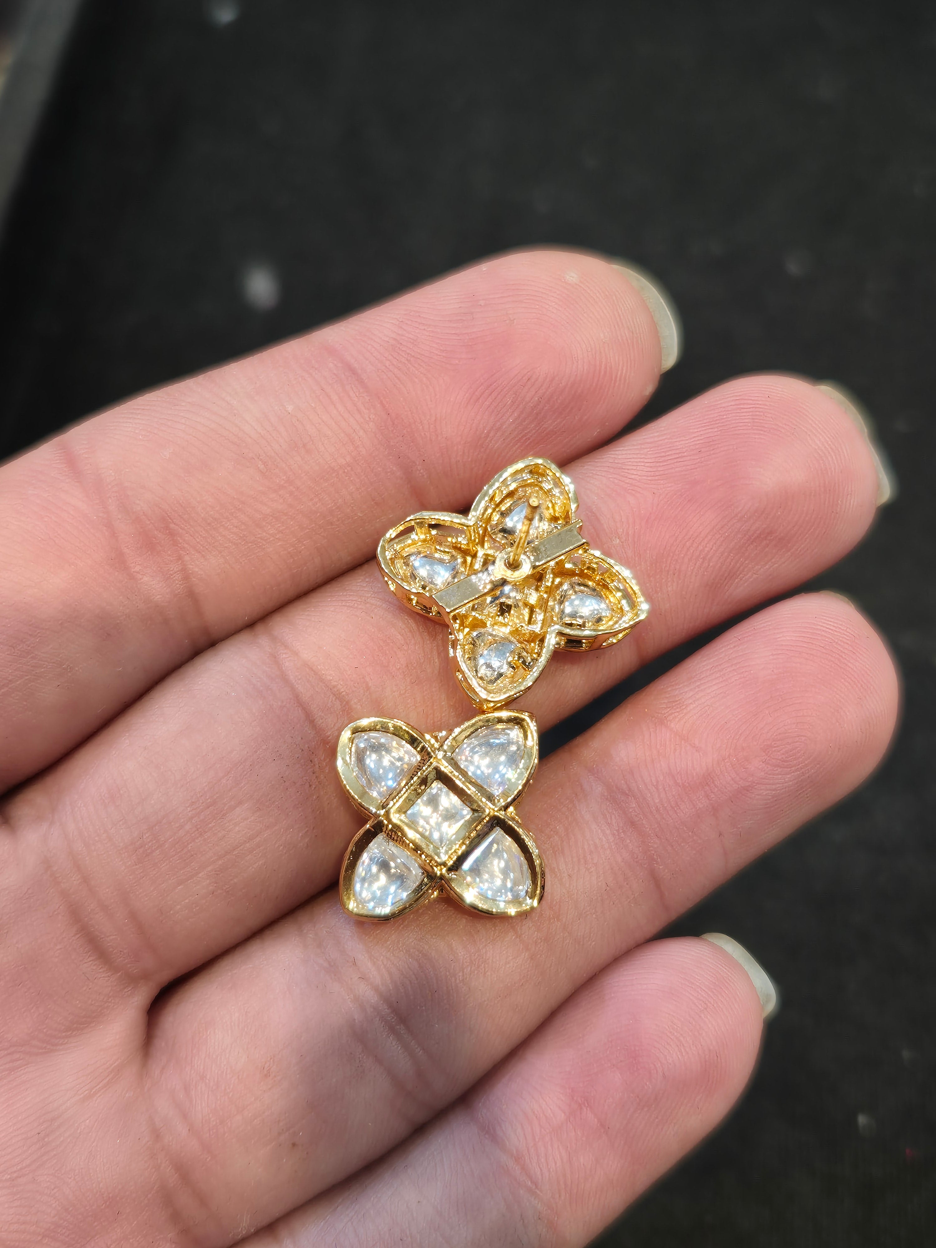 Polki tops 18k gold platted || 1 pair pack ||