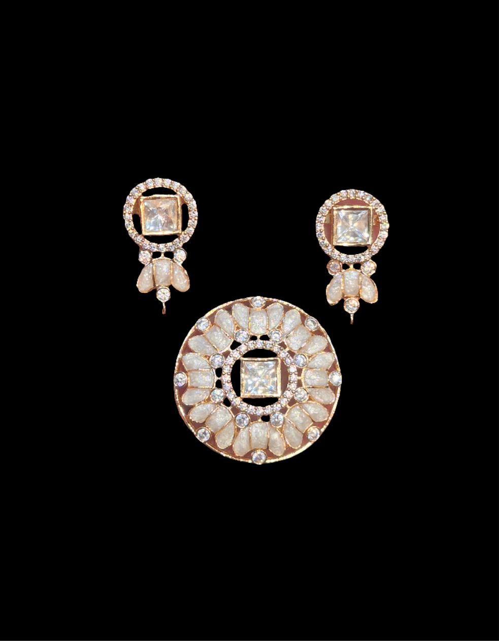 Moissanite pendant earring set || 1 set packing ||