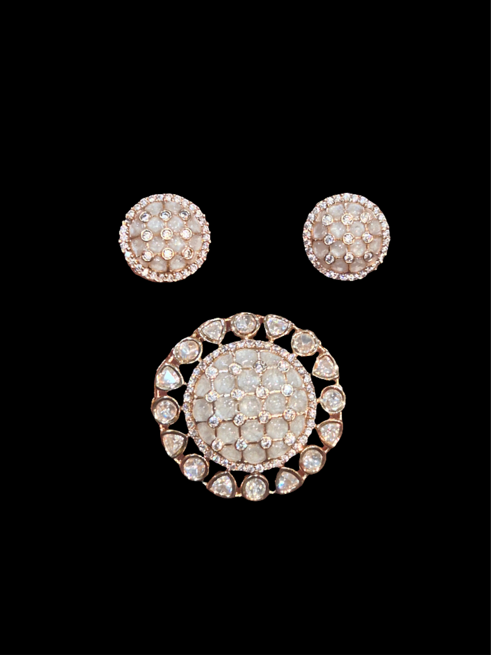 Moissanite pendant earring set || 1 set packing ||