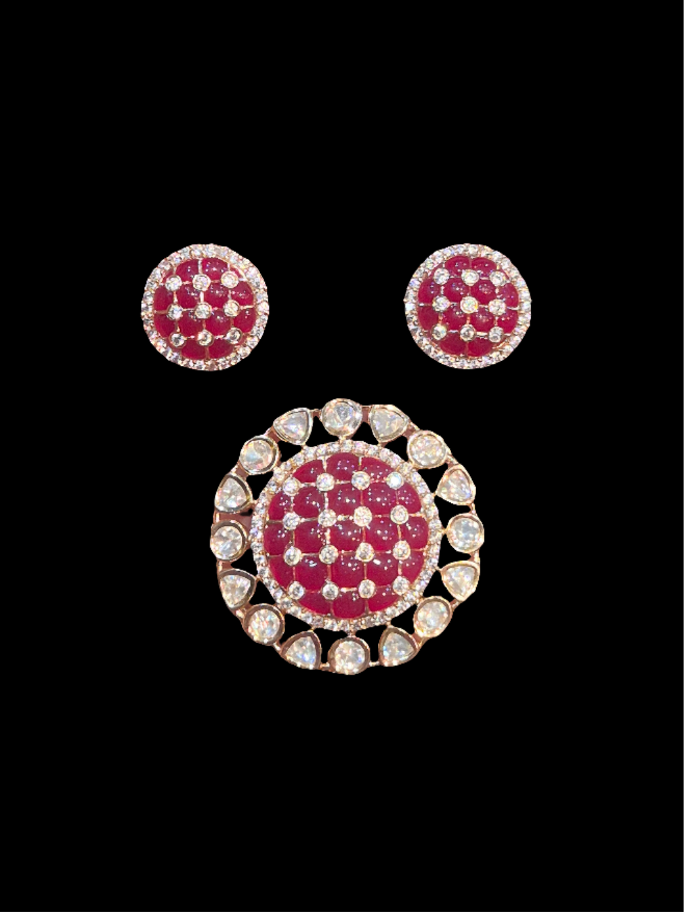 Moissanite pendant earring set || 1 set packing ||