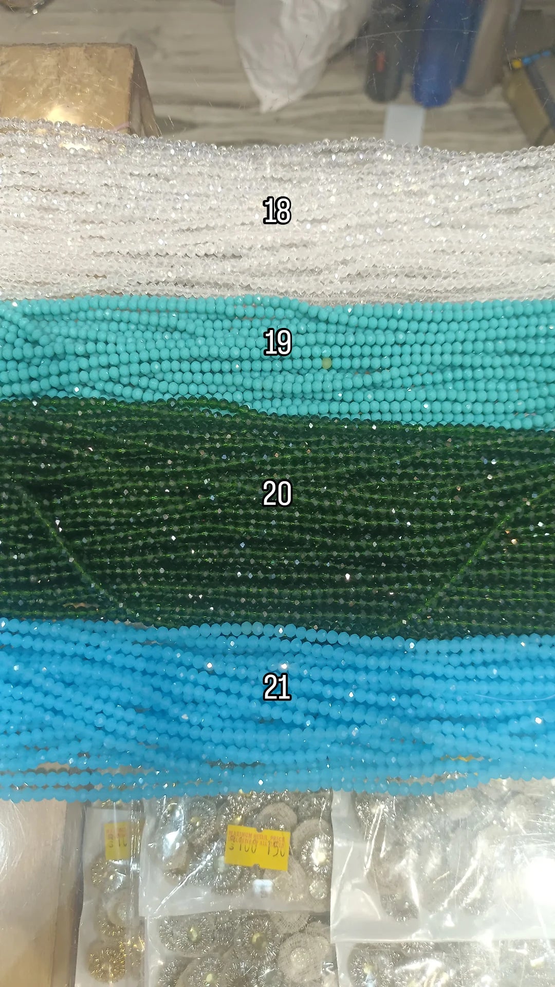 4mm glass crystal lines || 5 line - 10 line packing || 21 colour ||