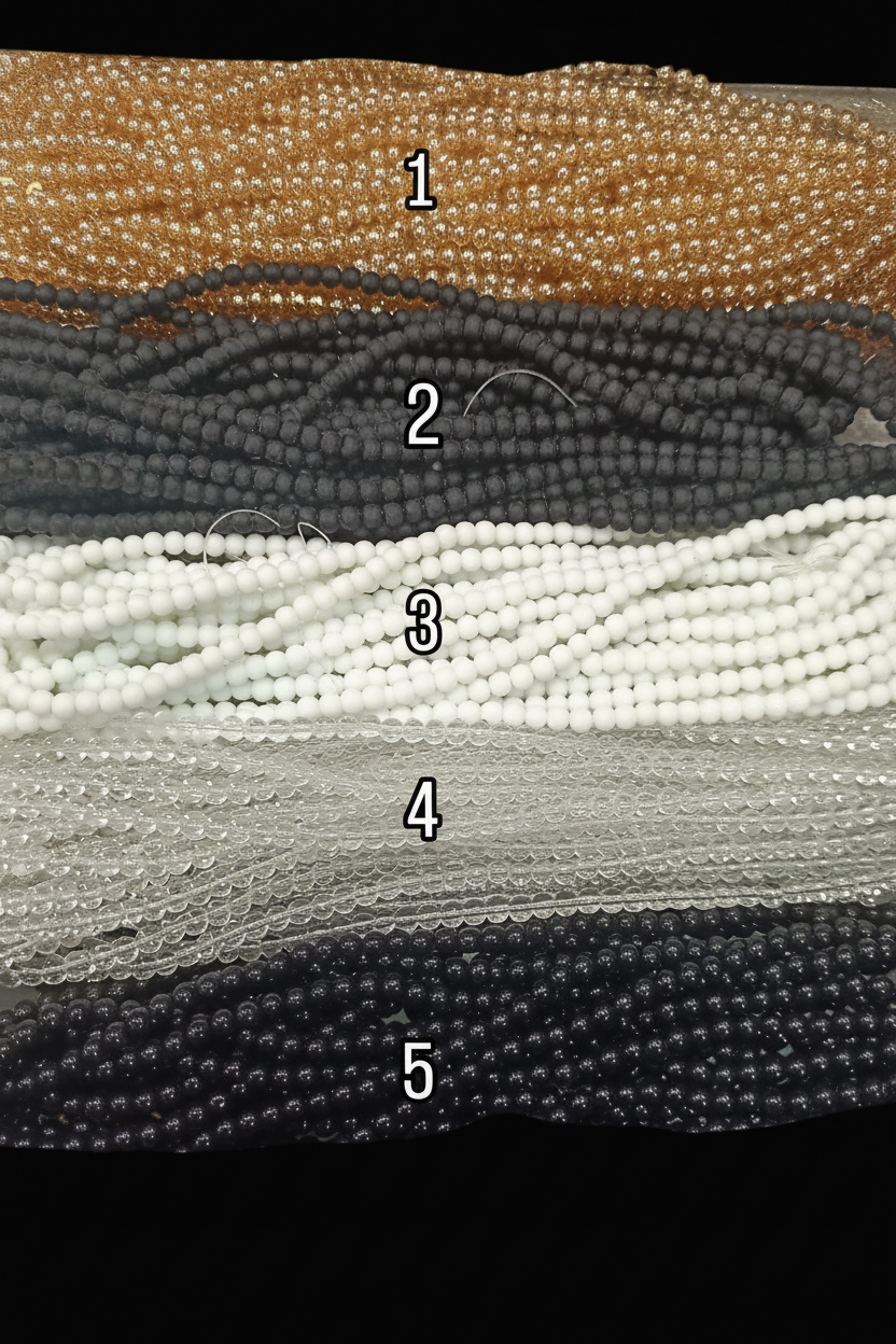 Glass beads || 5 colours available || 1 line - 98+ beads ||