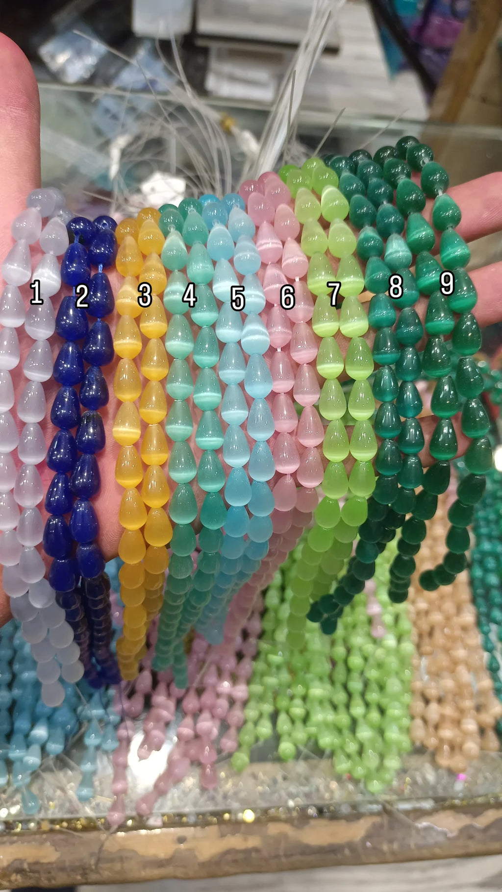 Premium monalisa drop beads || 31 beads in 1 line || 9 colours ||