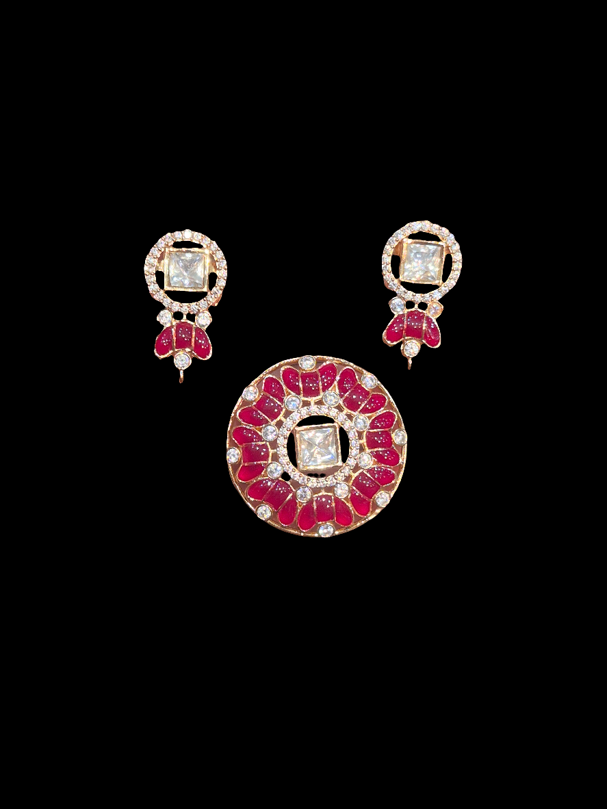 Moissanite pendant earrings set || 1 set packing ||