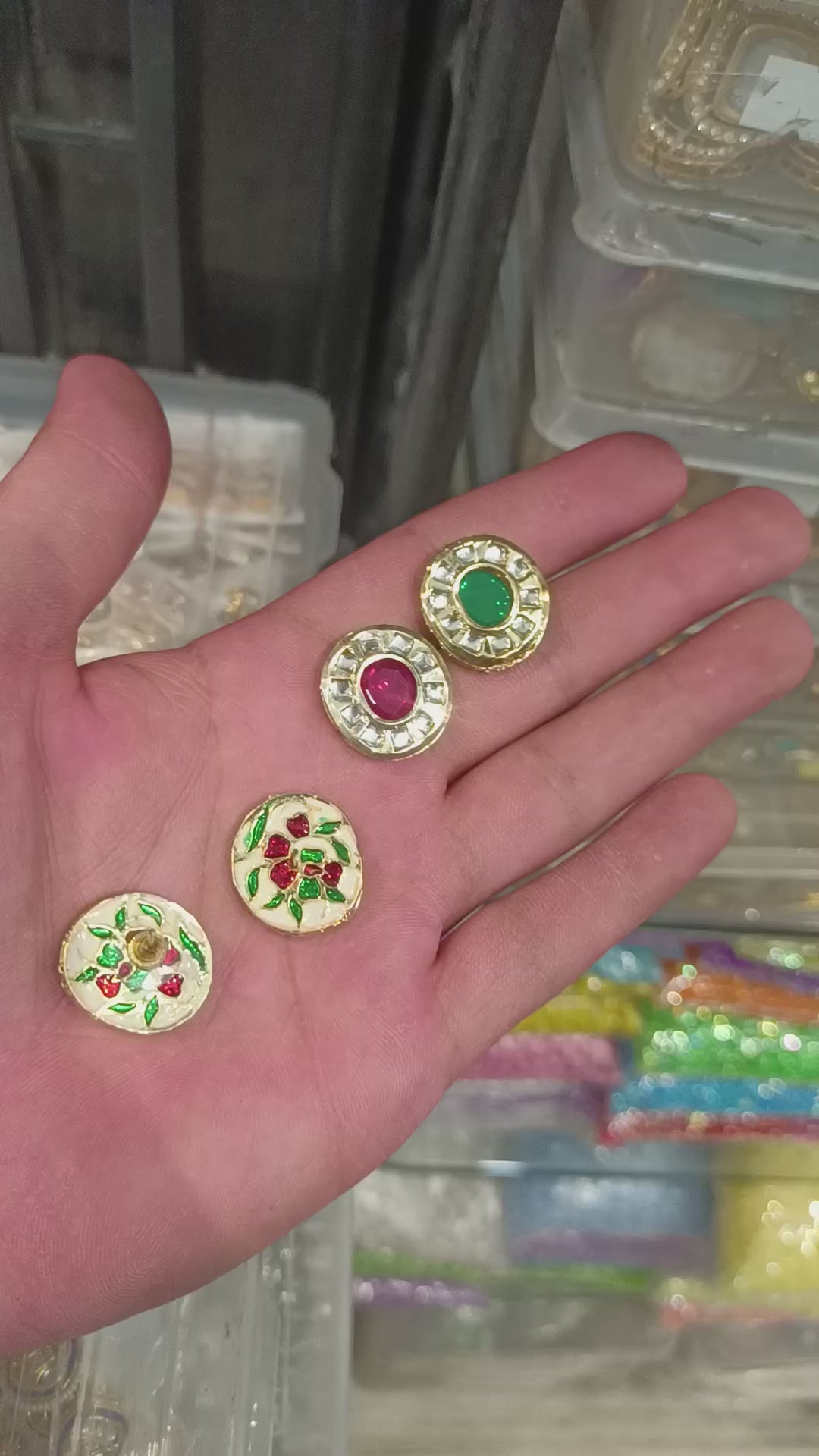 Meena kundan earring tops || 1 pair packing ||