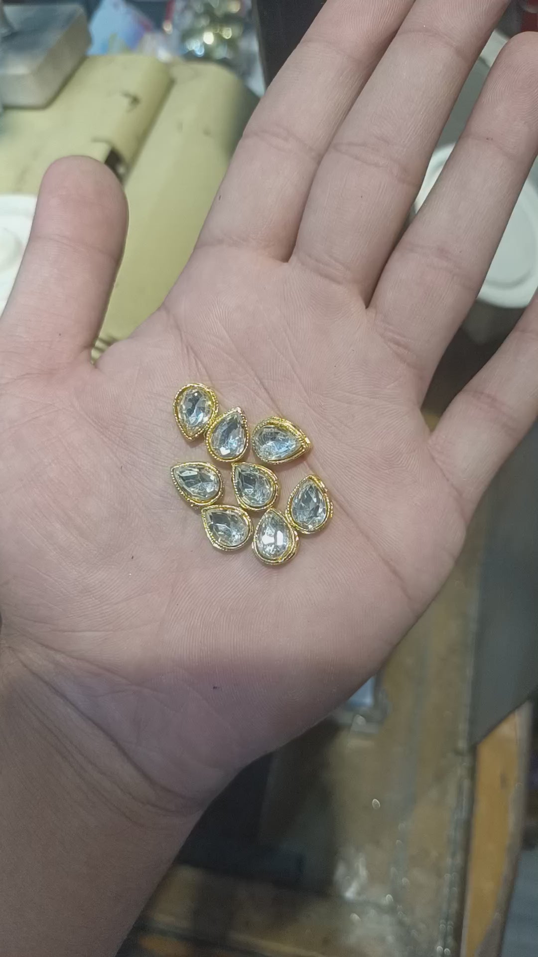 Anti tarnish stone kundan||drop shape||