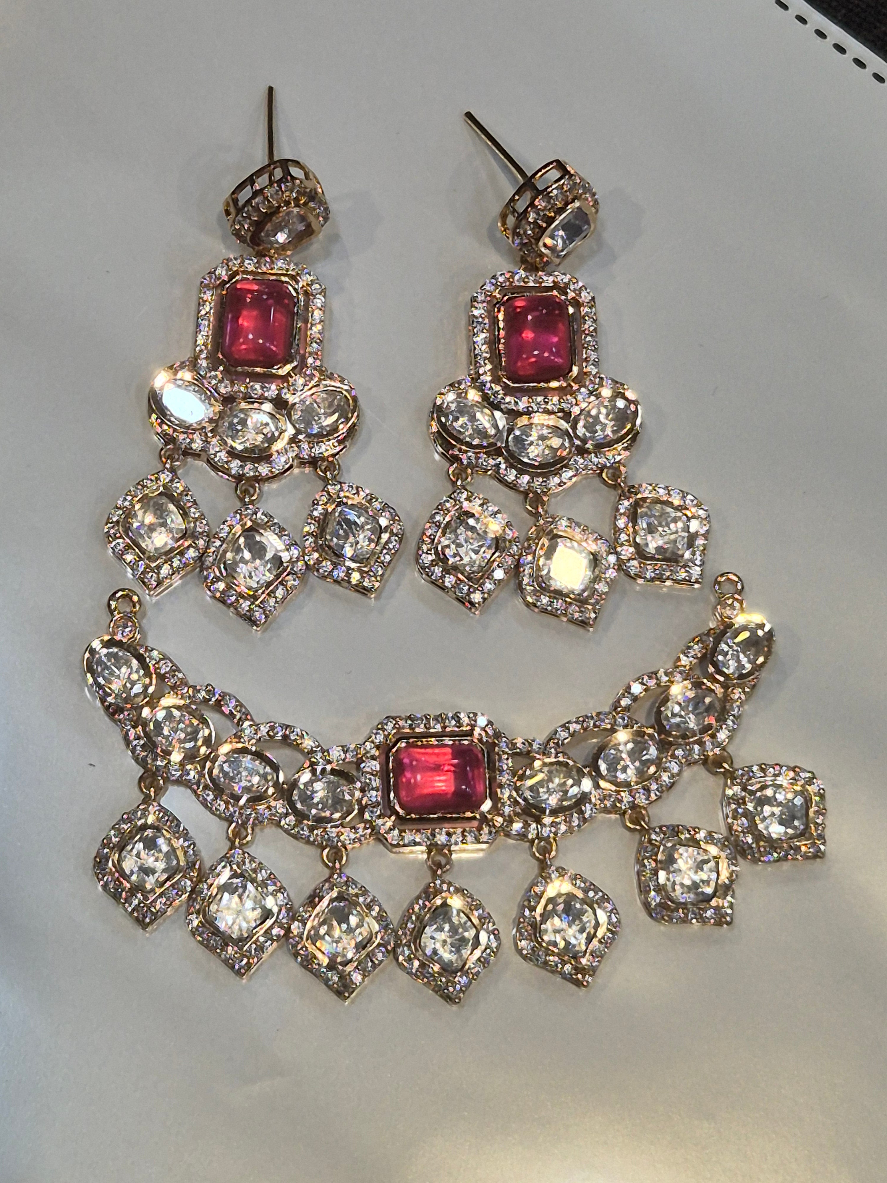 Moissanite pendant earring set || 1 set packing