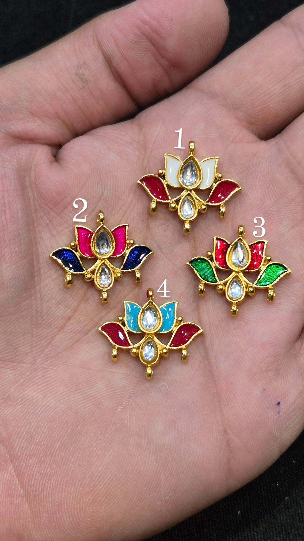 Meena lotus kundan || 12 piece pack ||