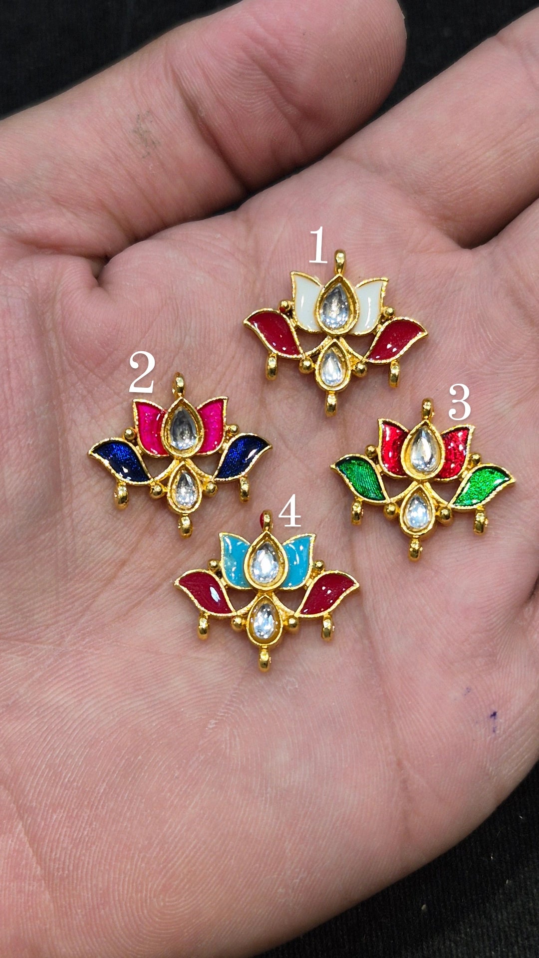 Meena lotus kundan || 12 piece pack ||