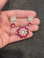 Moissanite pendant earrings set || 1 set packing ||