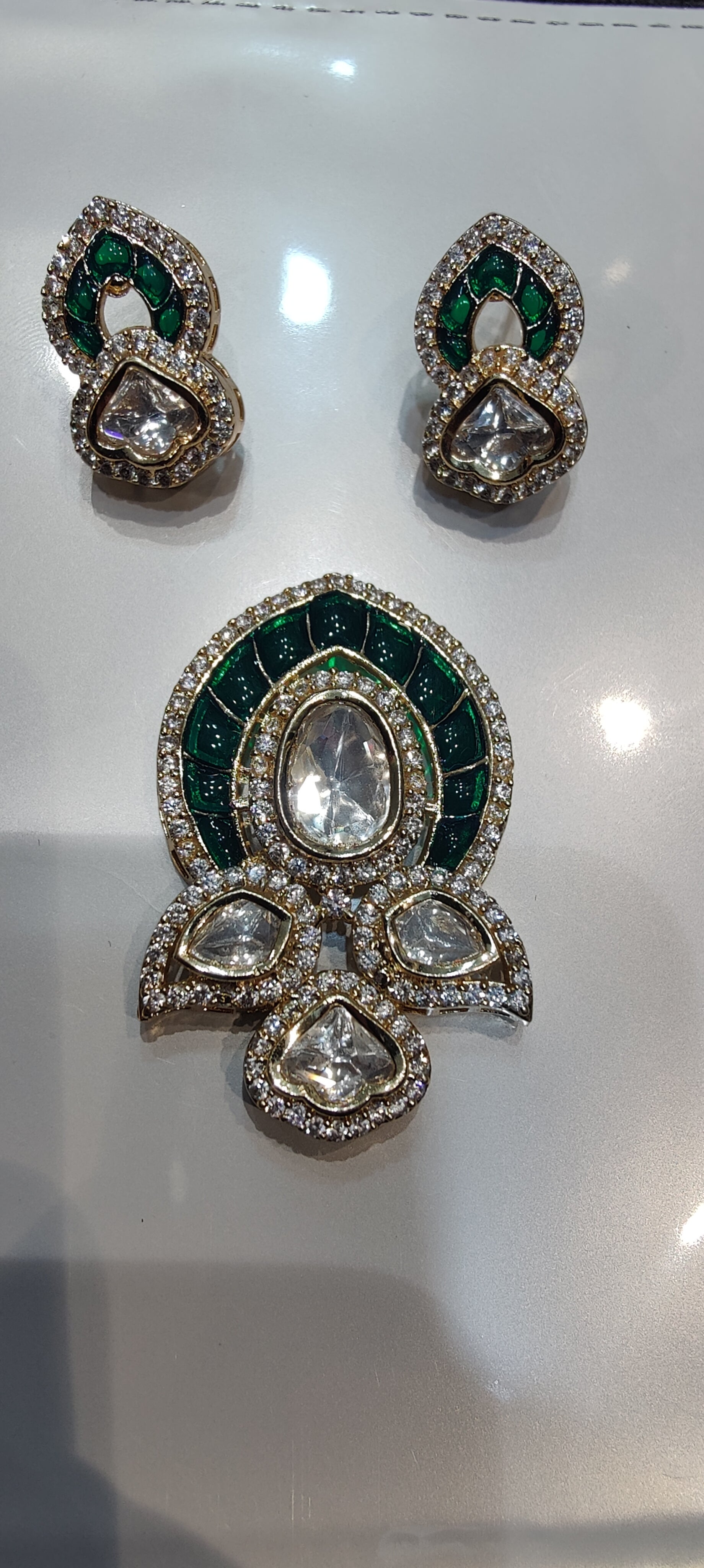 Moissanite pendant earring set || 1 set packing