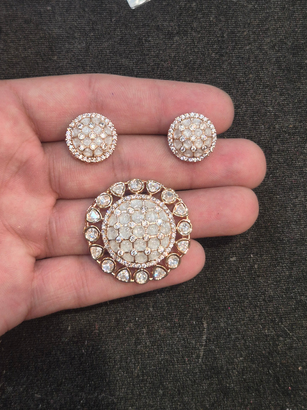 Moissanite pendant earring set || 1 set packing ||