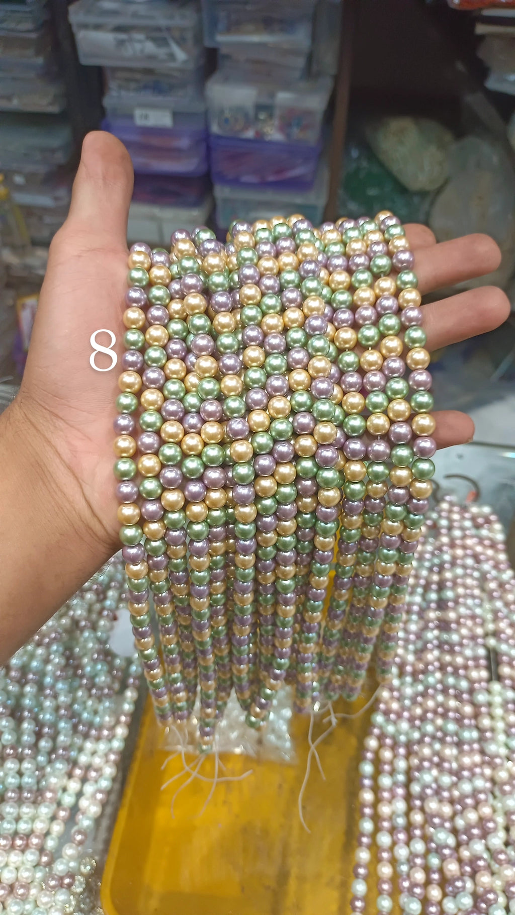 Real Shell pearls 8mm || 16 colour || 1line pack ||