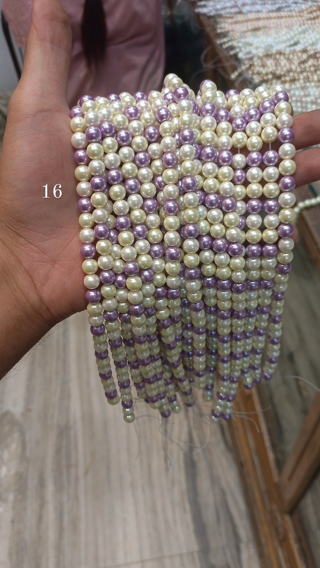 Real Shell pearls 8mm || 16 colour || 1line pack ||