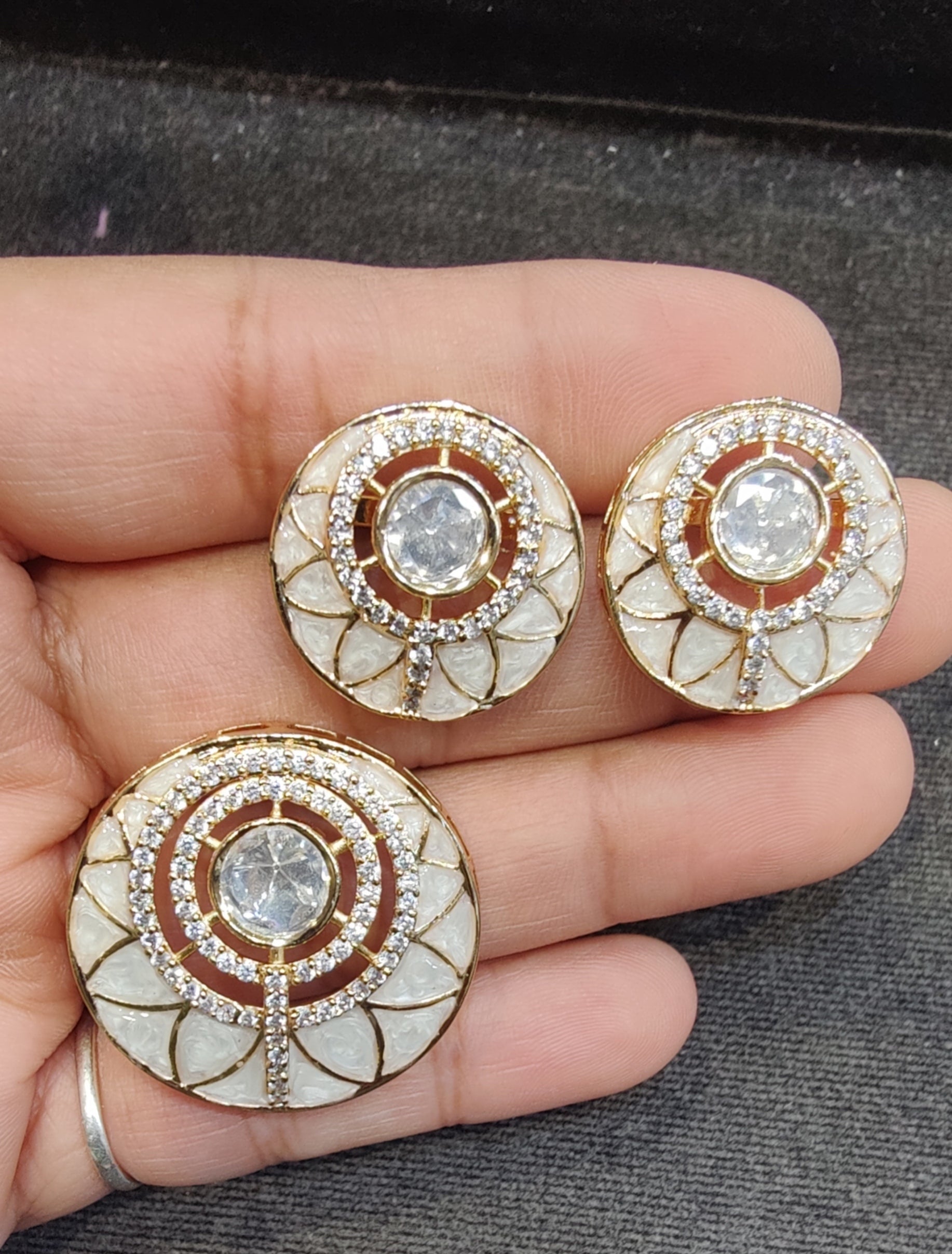 Moissanite pendant earring set ||1 set packing